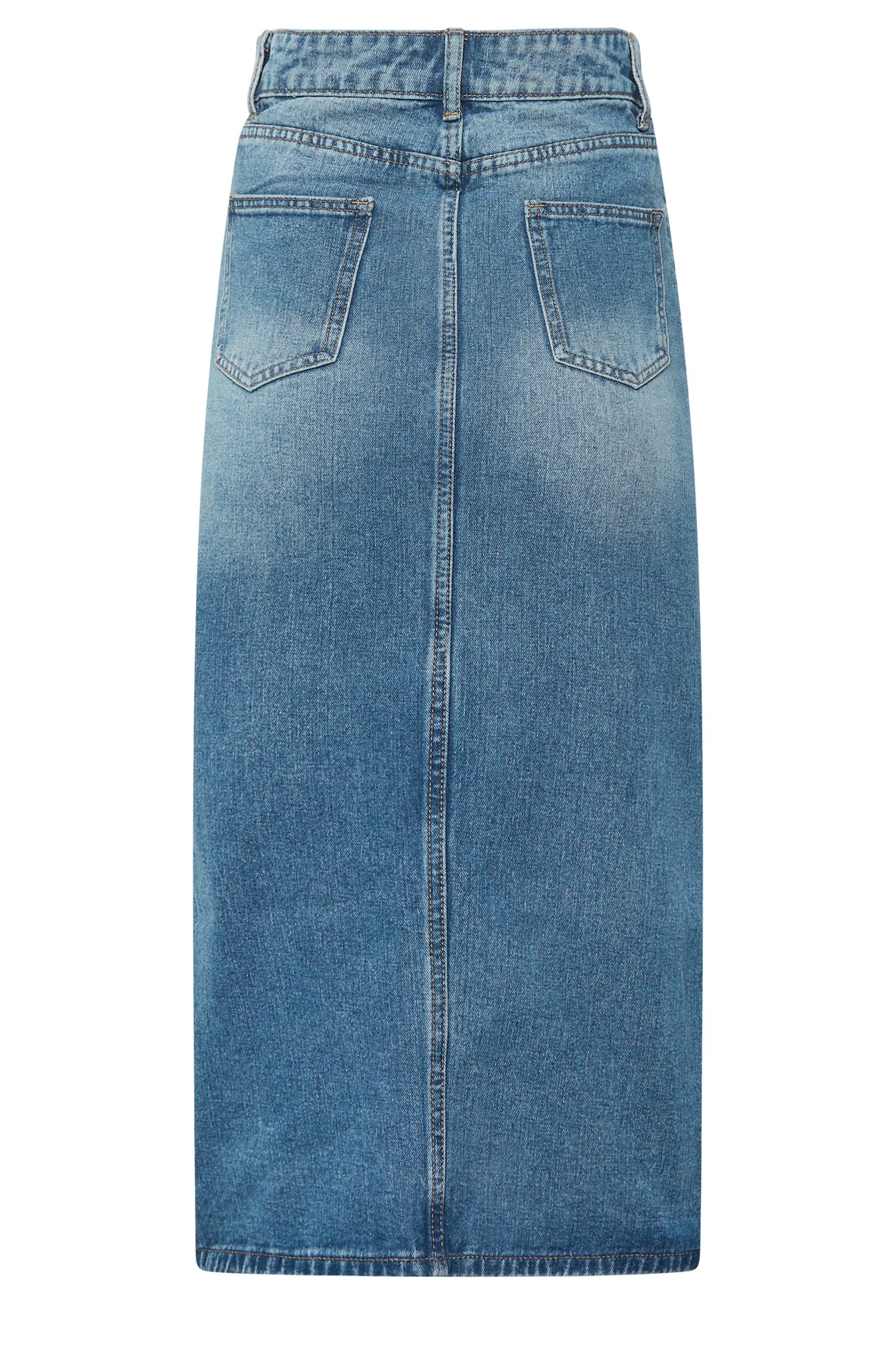 YOURS PETITE Plus Size Curve Blue Denim Midi Skirt | Yours Clothing  2