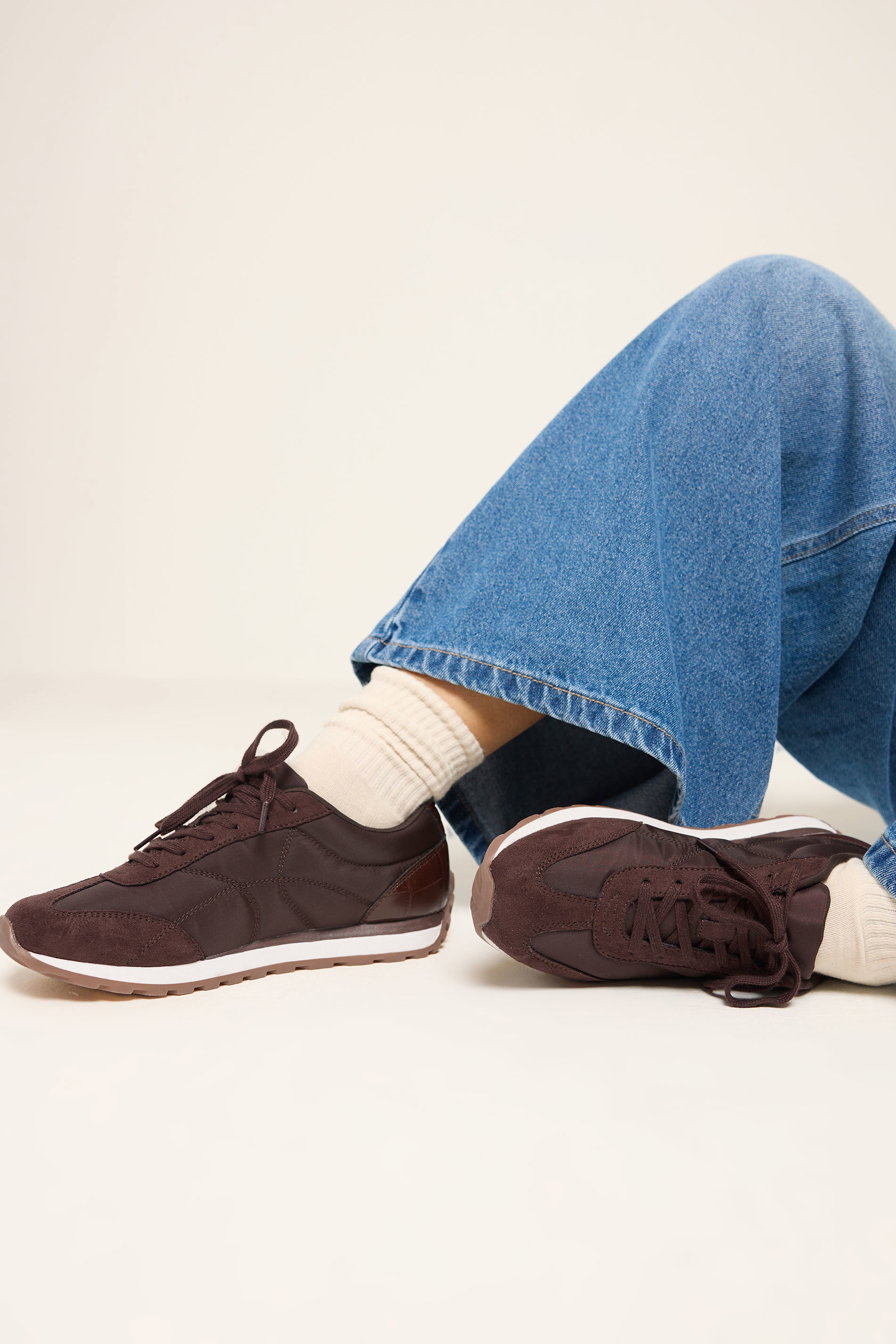 Burgundy Red Quilted Trainers In Wide E Fit | Yours Clothing 1