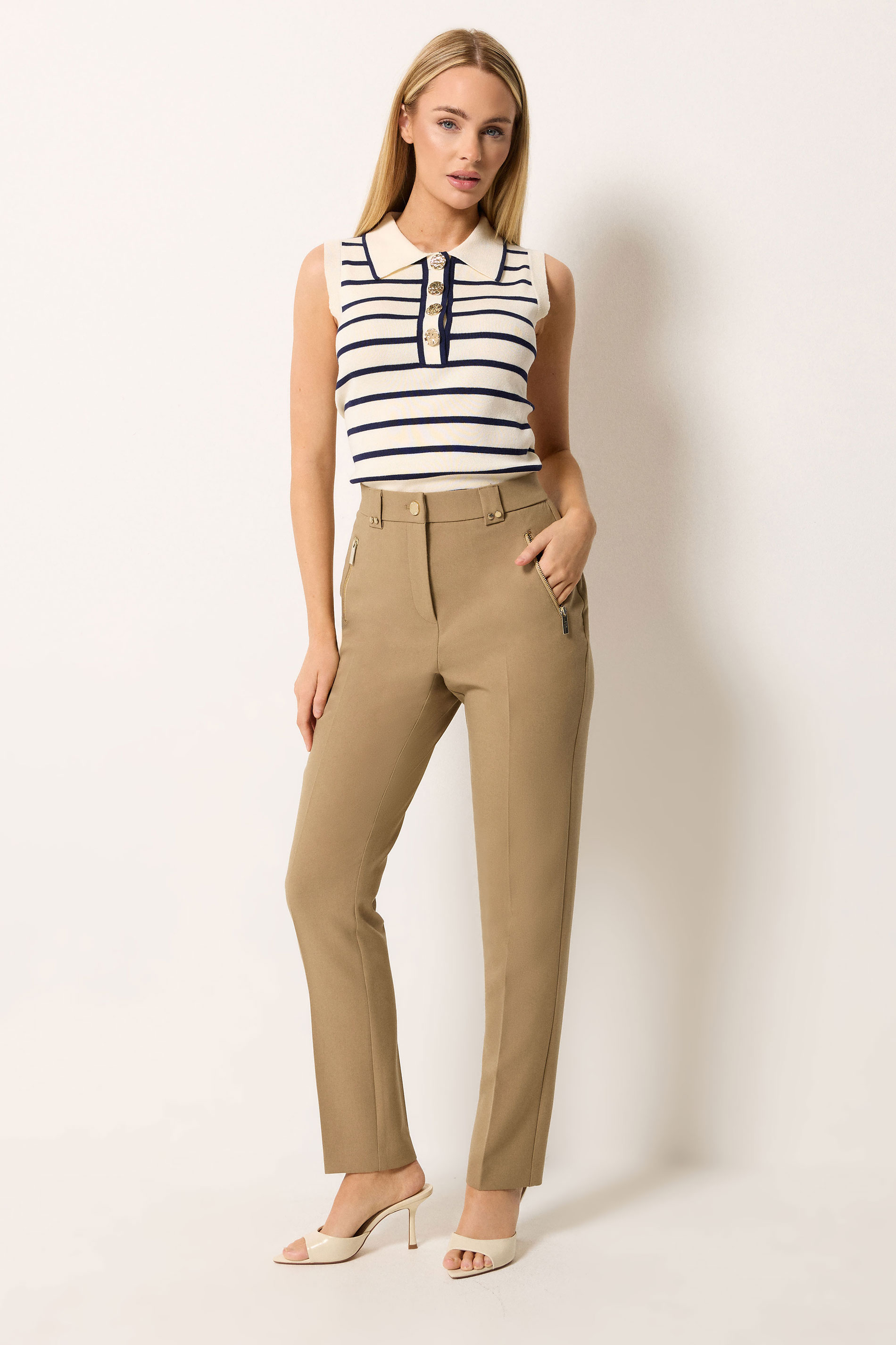 STAR Natural Brown Tailored Straight Leg Trousers | StarByJM 1