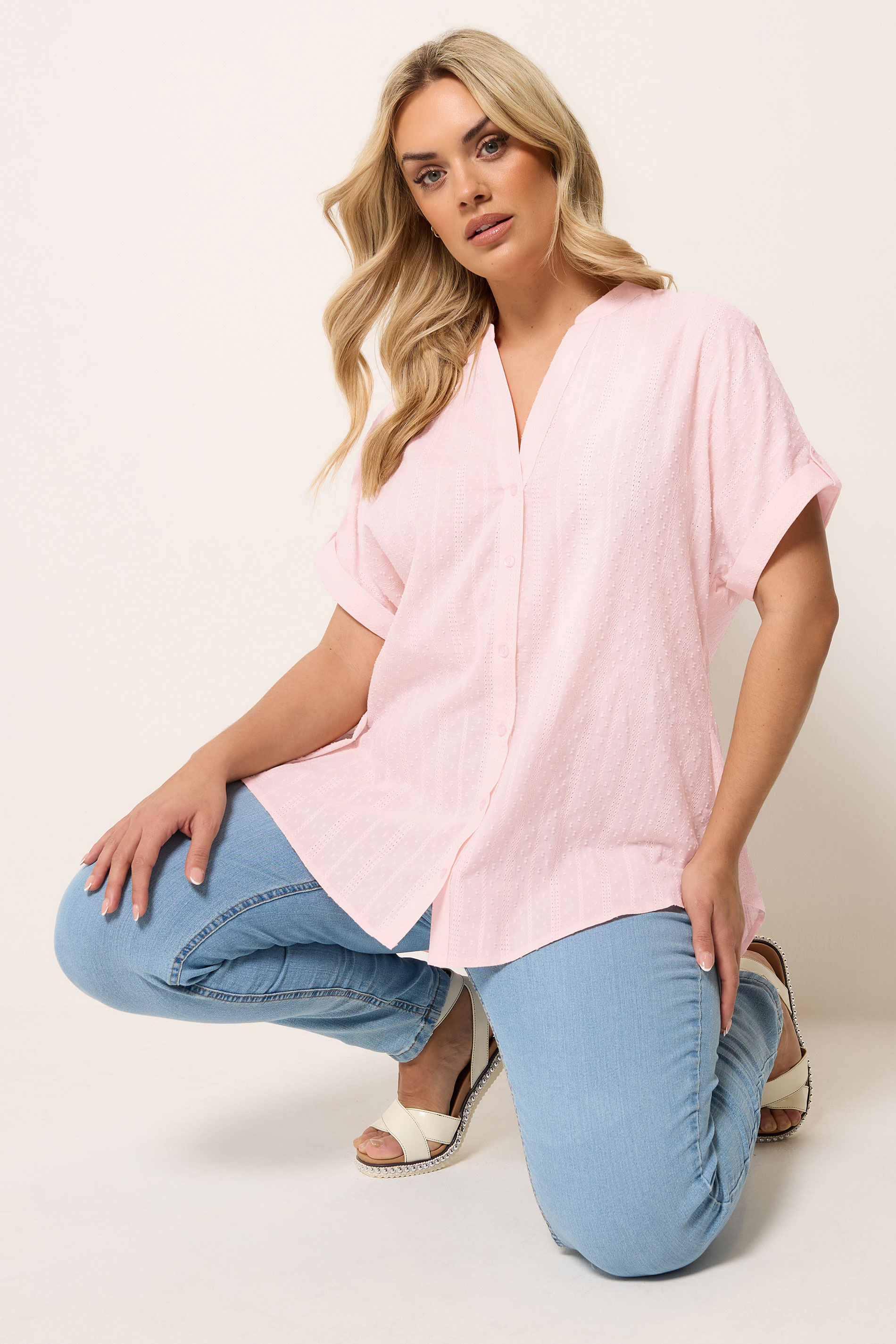 YOURS Plus Size Pink Dobby Textured Blouse | Yours Clothing 3