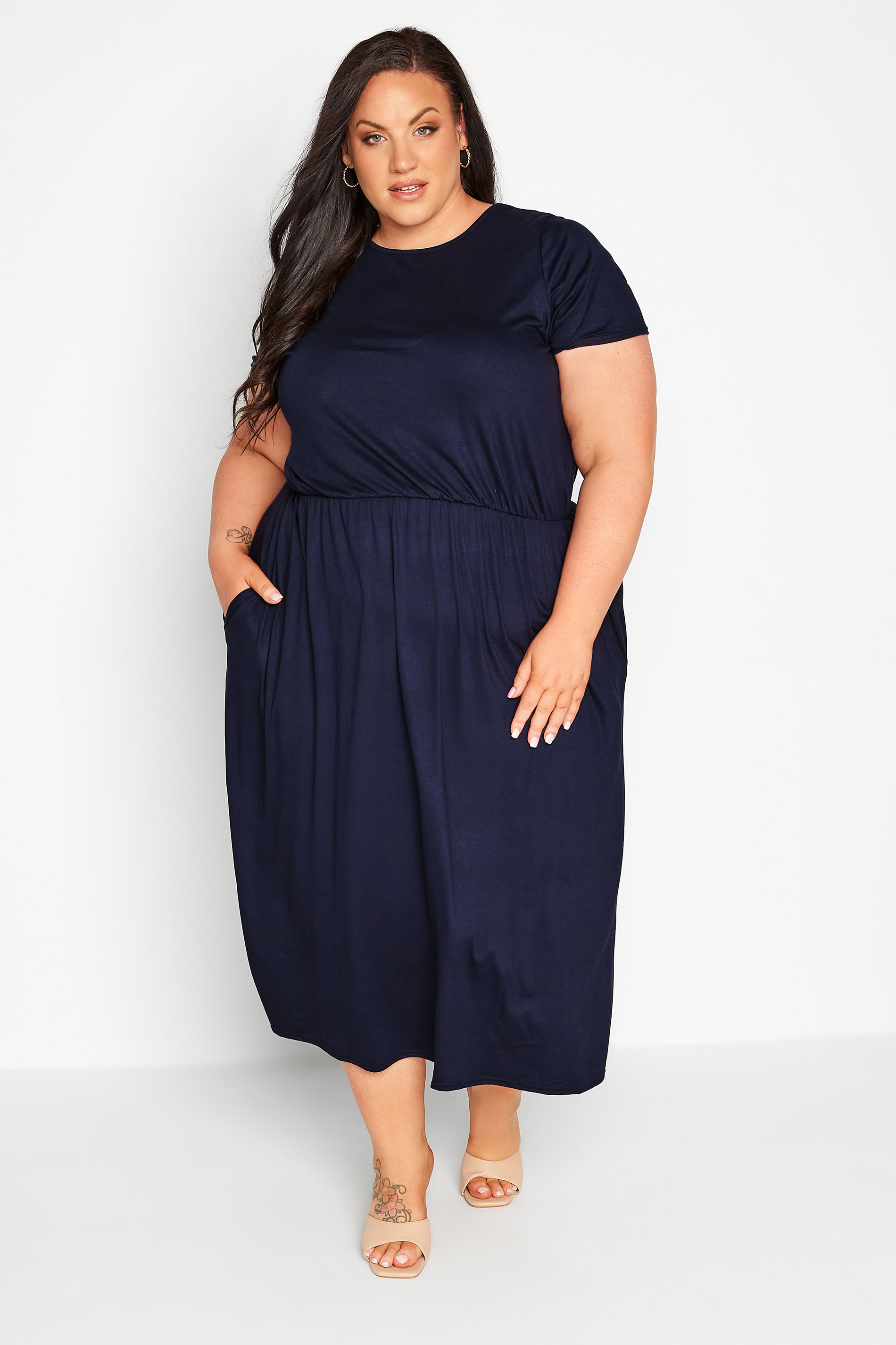 YOURS LONDON Navy Blue Pocket Maxi Dress | Yours Clothing 1