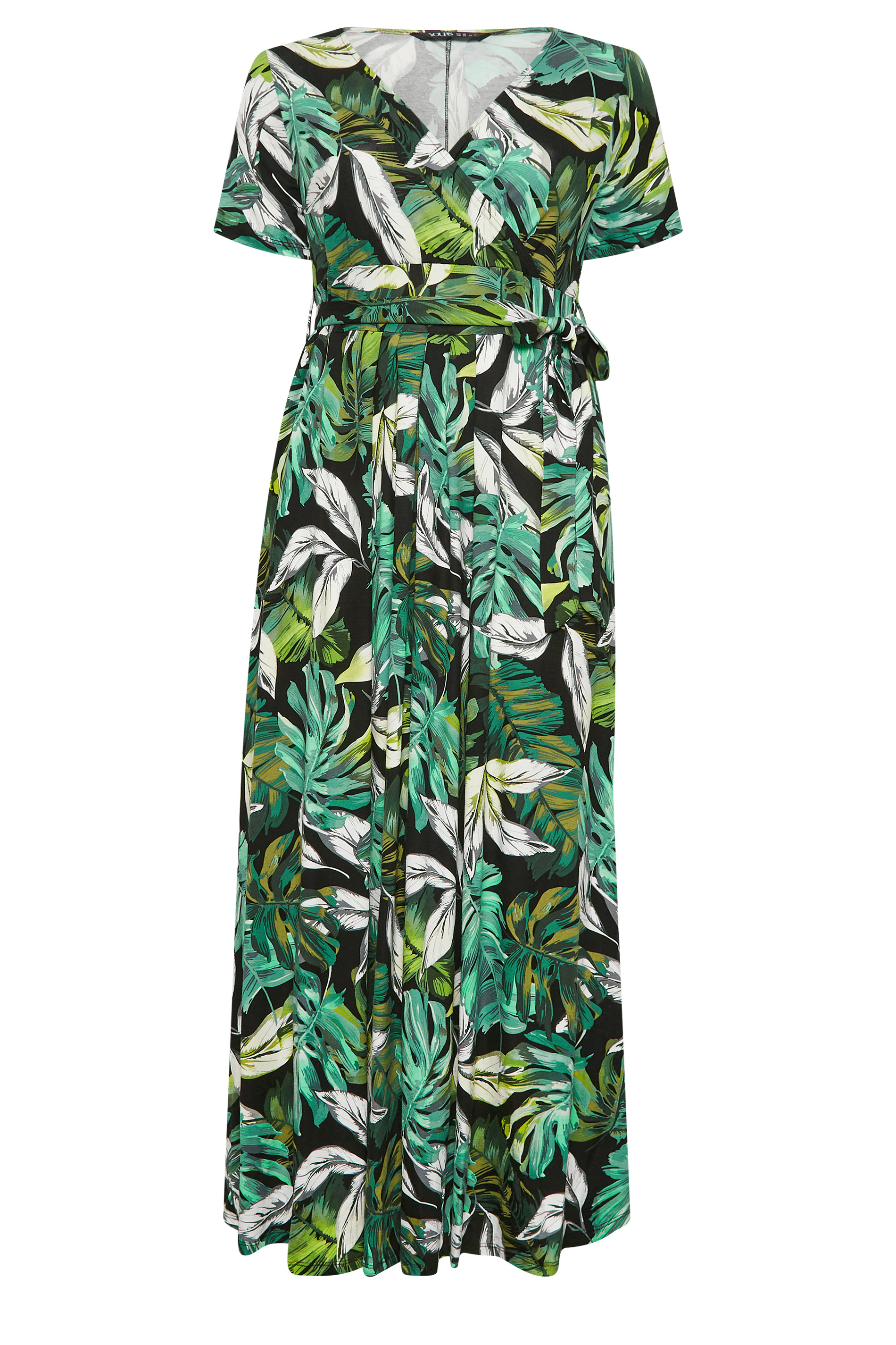 YOURS Curve Plus Size Green Leaf Print Maxi Dress | Yours Clothing