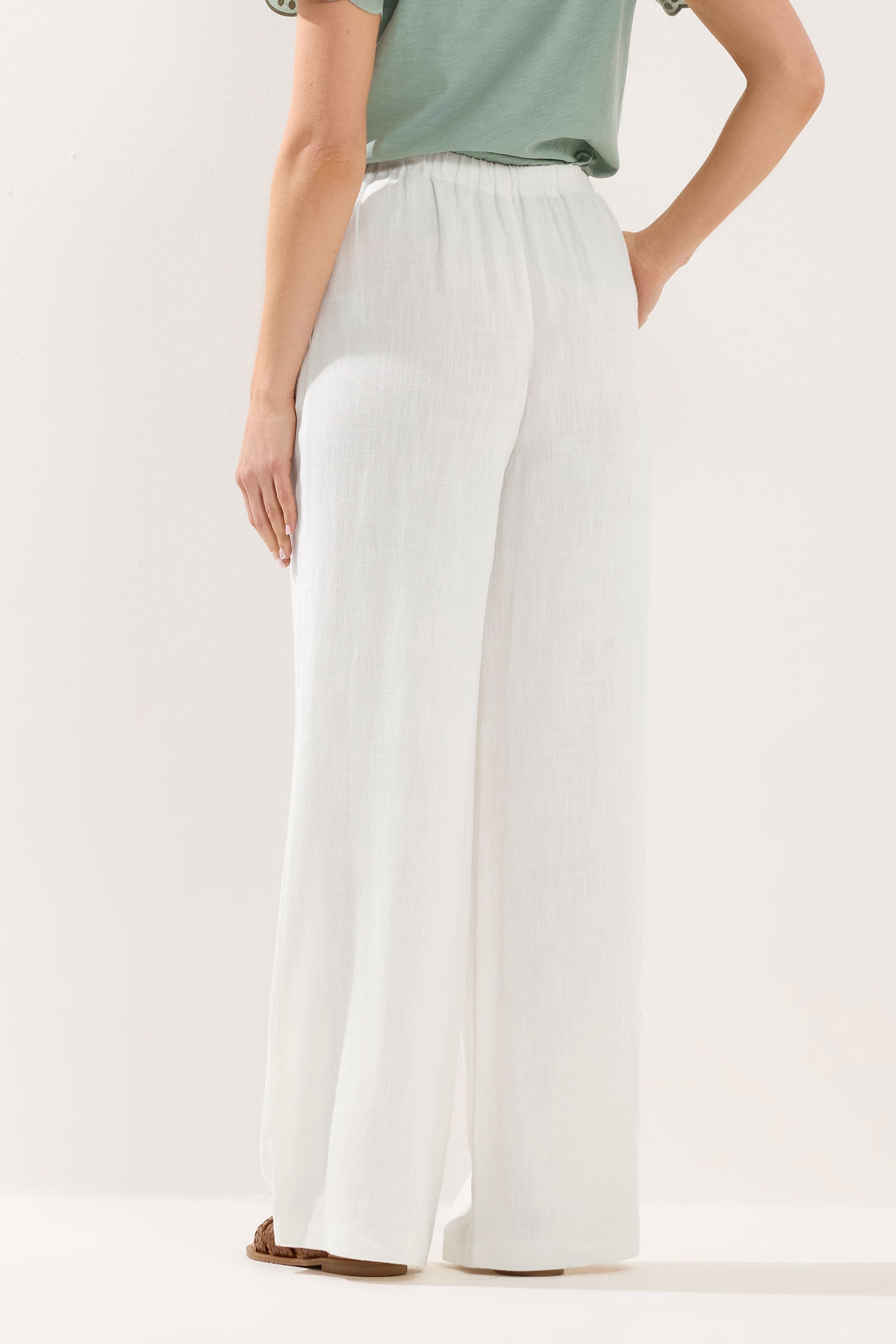 LTS Tall Women's White Wide Leg Linen Trousers | Long Tall Sally 2