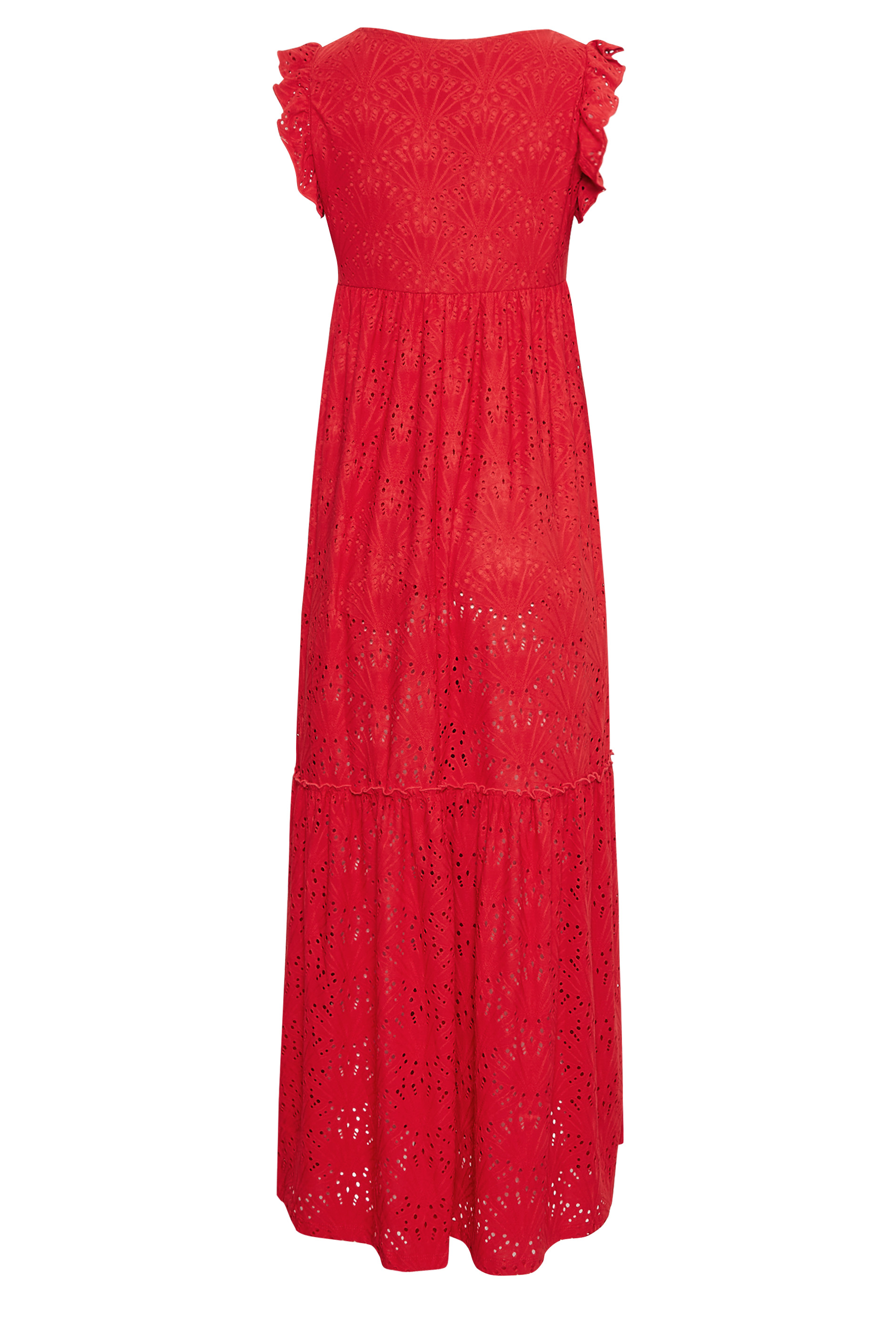 LTS Tall Red Broderie Anglaise Frill Maxi Dress | Long Tall Sally 3