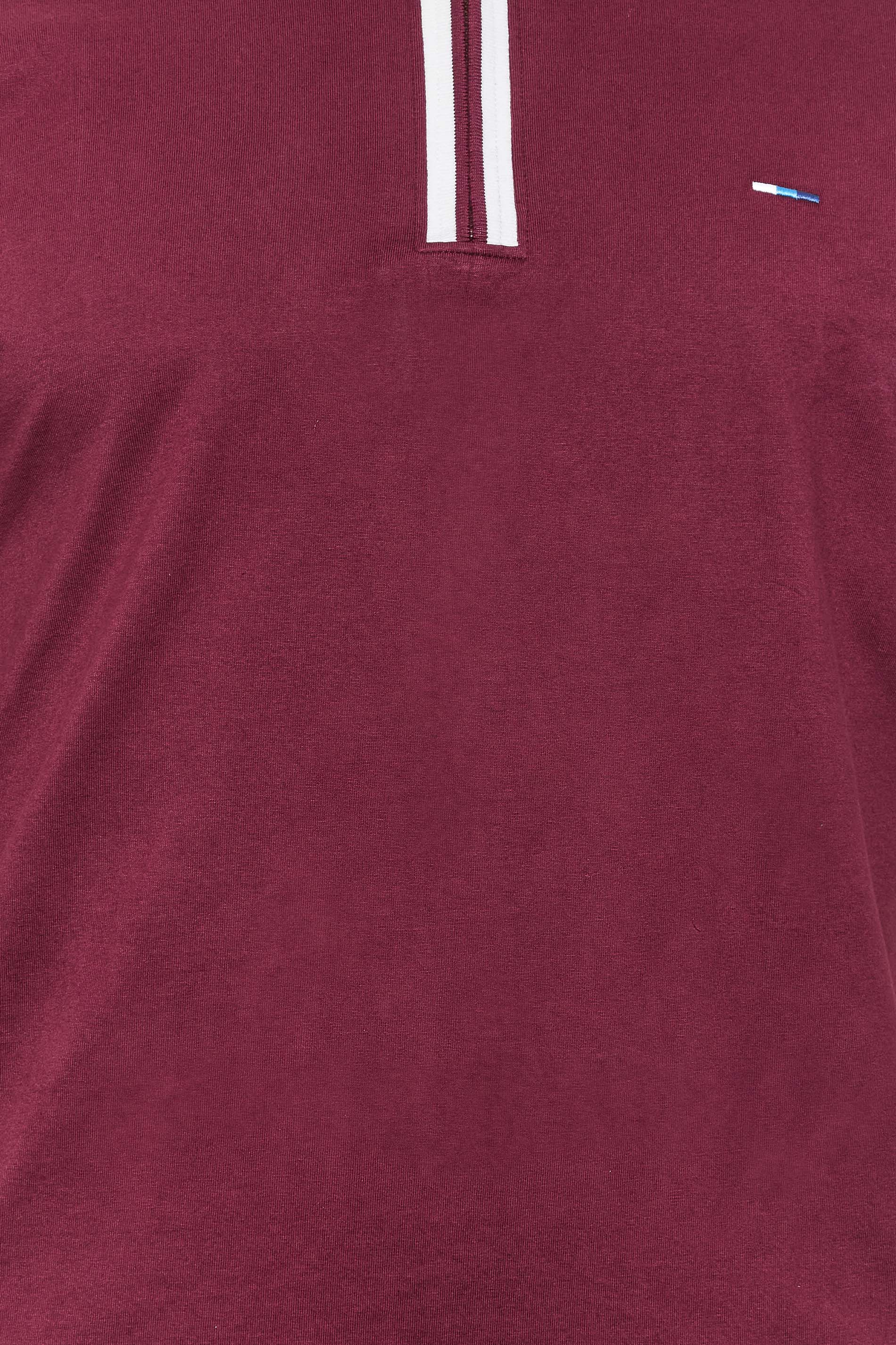 BadRhino Mens Big & Tall Burgundy Red Jersey Zip Polo Shirt | BadRhino 2
