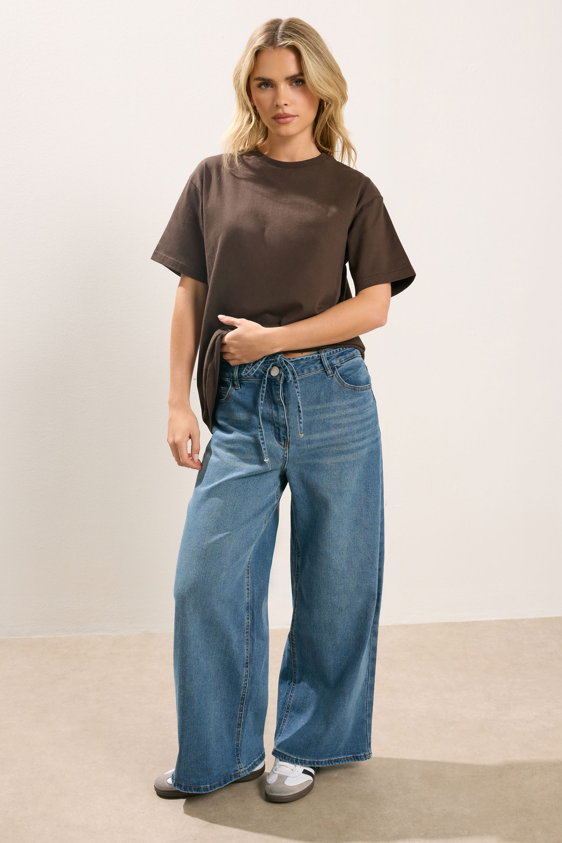 PixieGirl Petite Women's 2 PACK Chocolate Brown & Navy Blue Cotton Oversized T-Shirts | PixieGirl 2