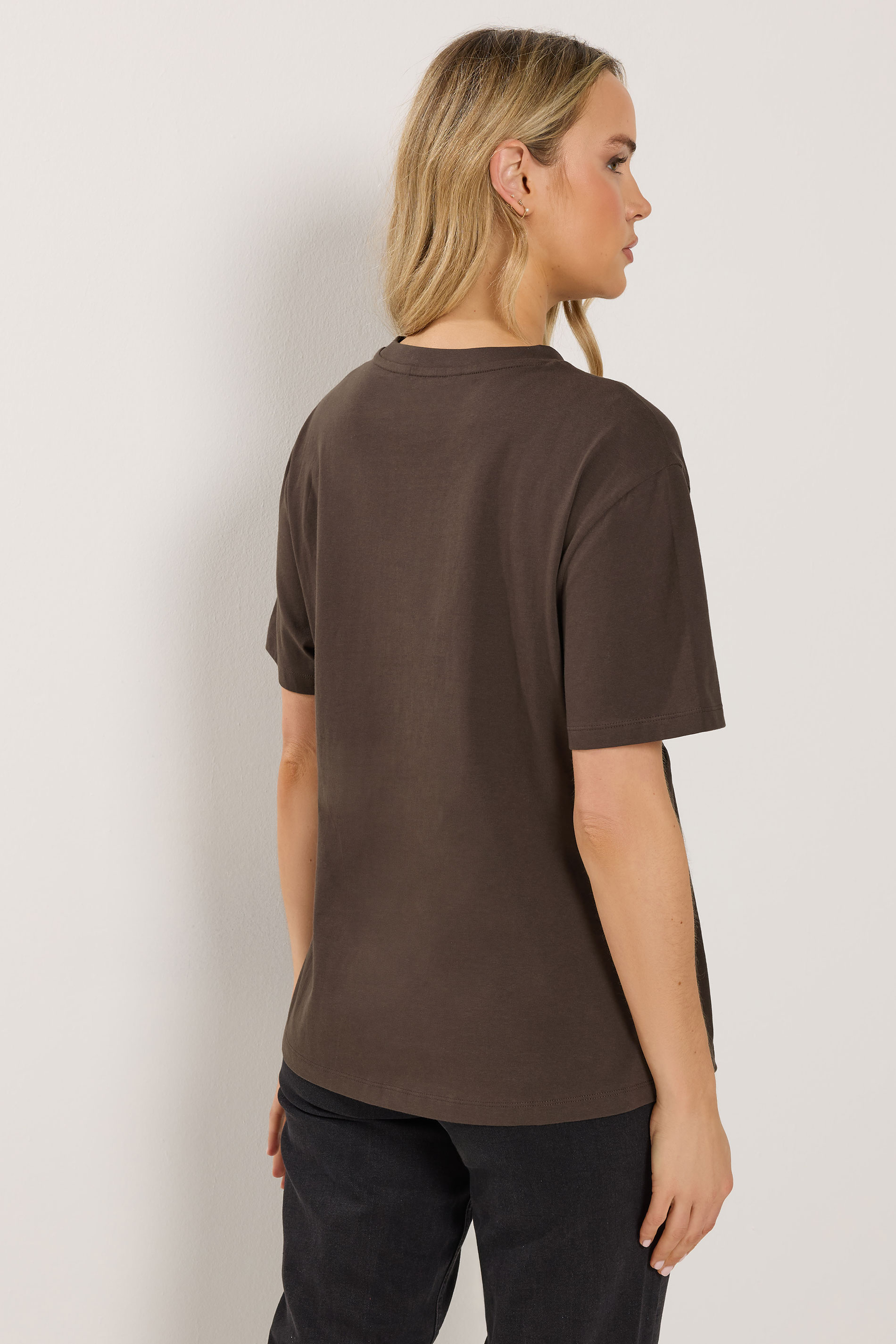 LTS Tall Women's Chocolate Brown Twist Front Cotton T-Shirt | Long Tall Sally 2