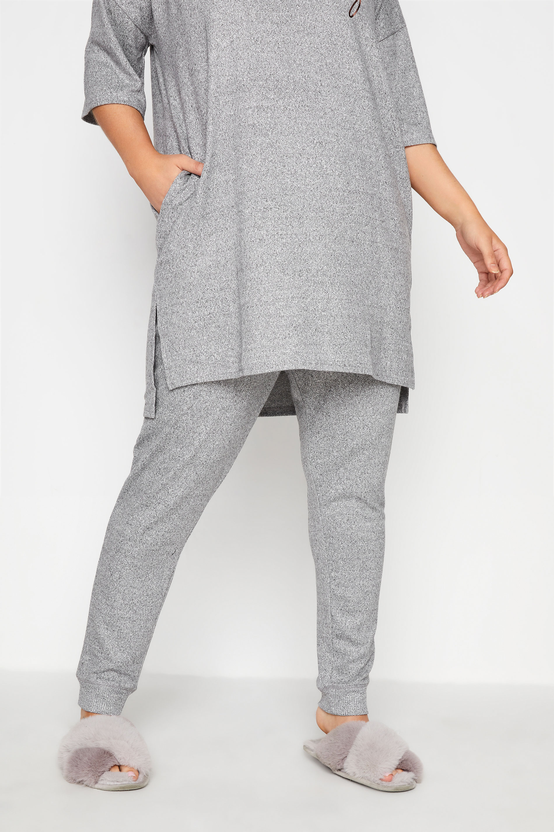 Curve Grey Soft Touch Knitted Lounge Pants 1