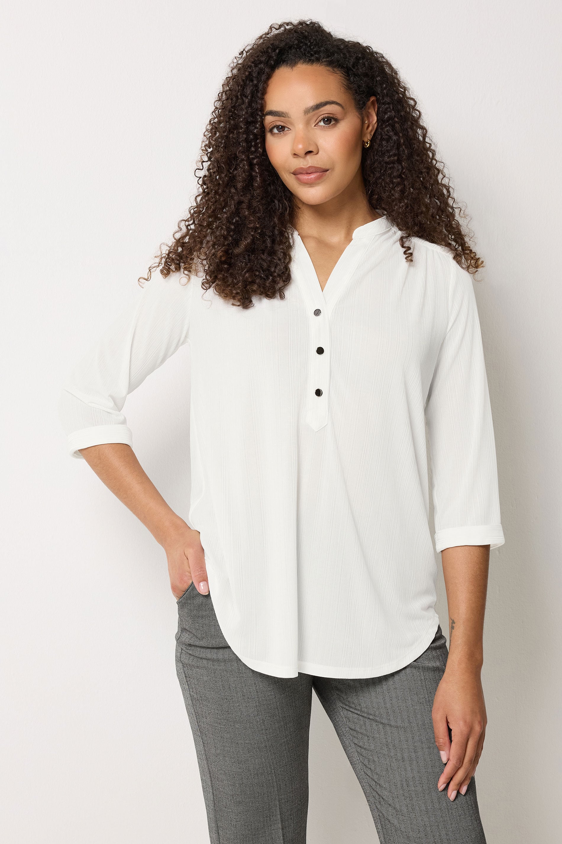 M&Co Ivory White Textured Lightweight Blouse| M&Co 3