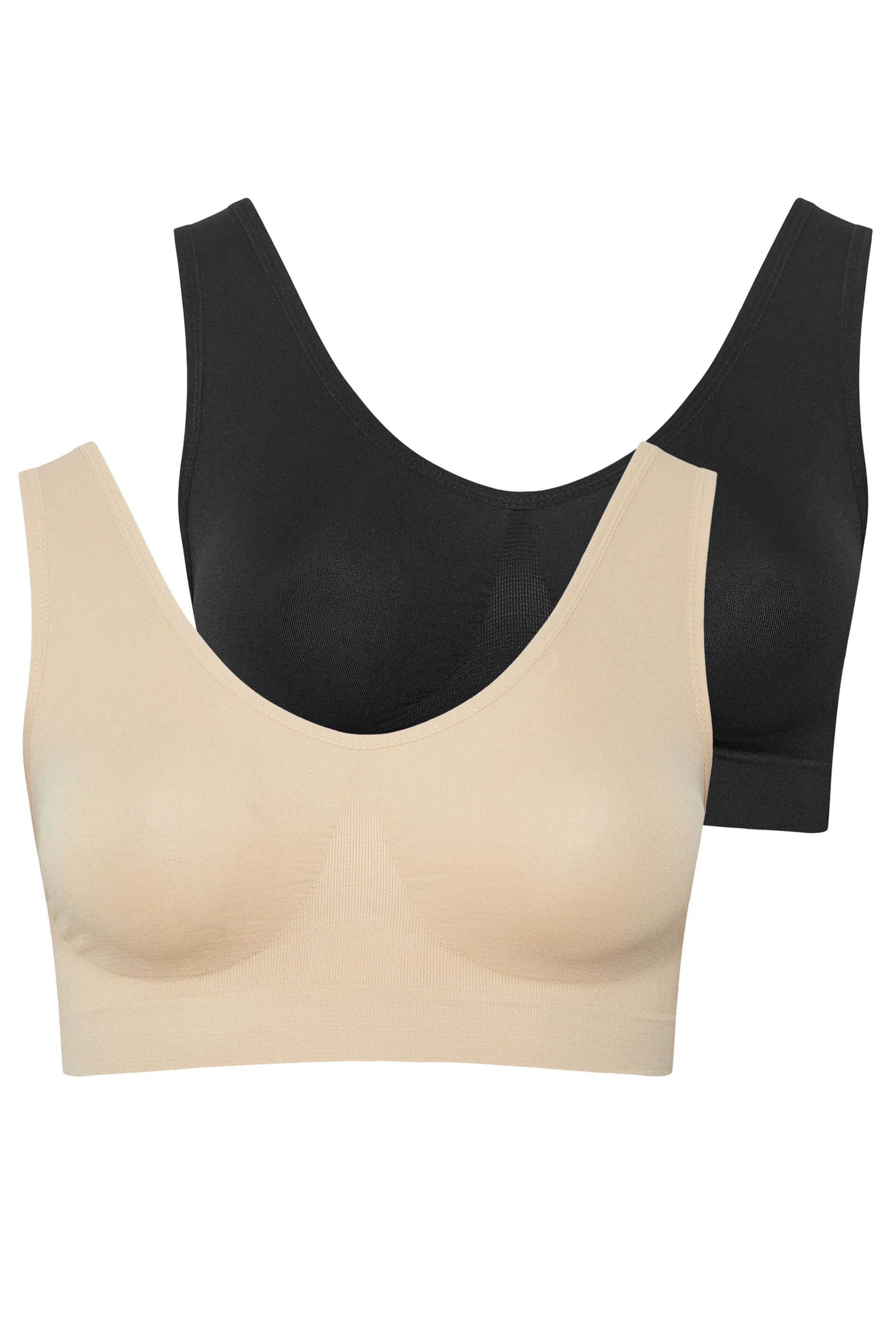YOURSET 2 PACK Plus Size Black & Nude Seamless Non-Padded Non-Wired Bras | Yours Clothing 3