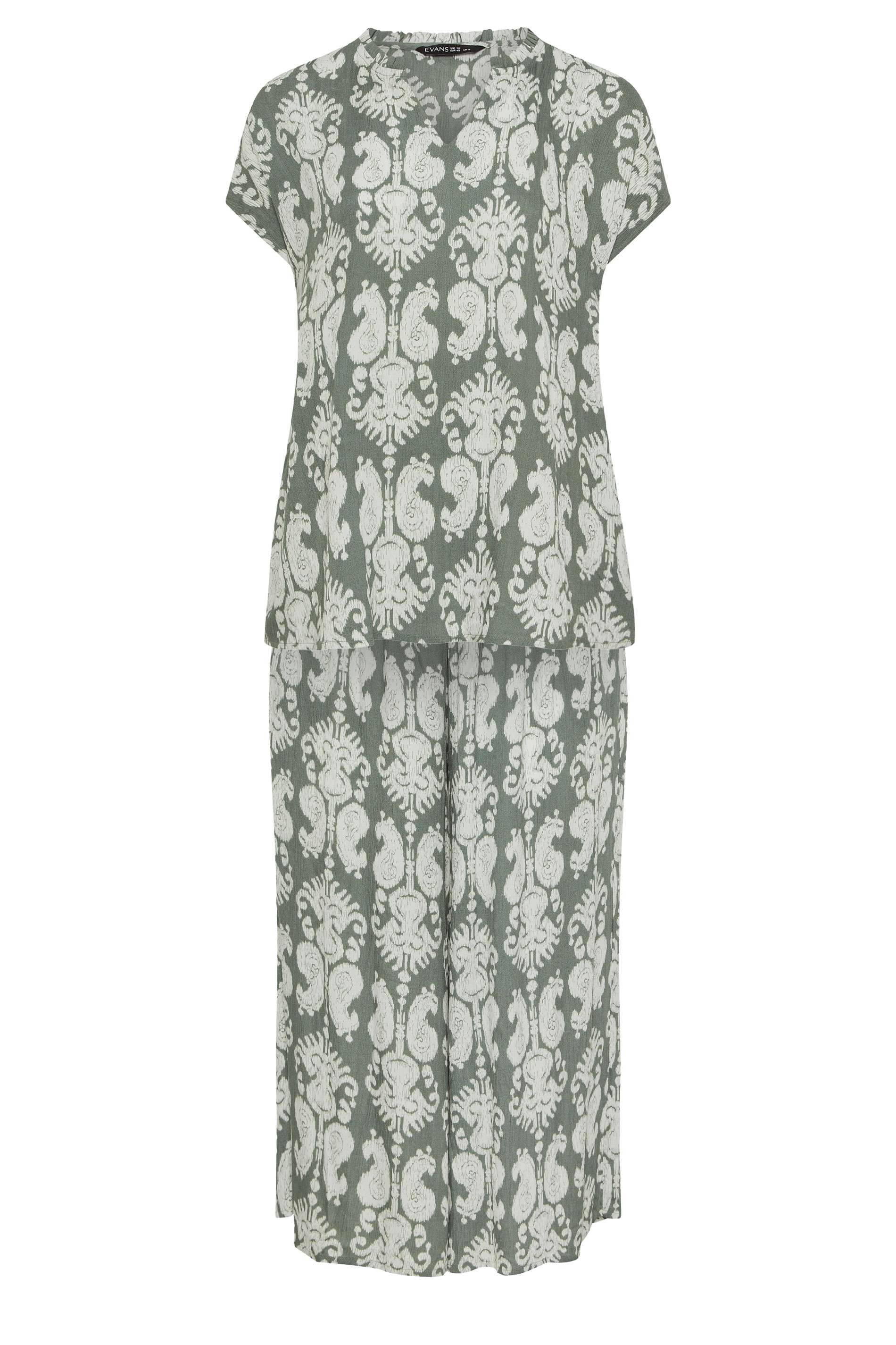 EVANS Plus Size Set Green Abstract Print | Evans 8