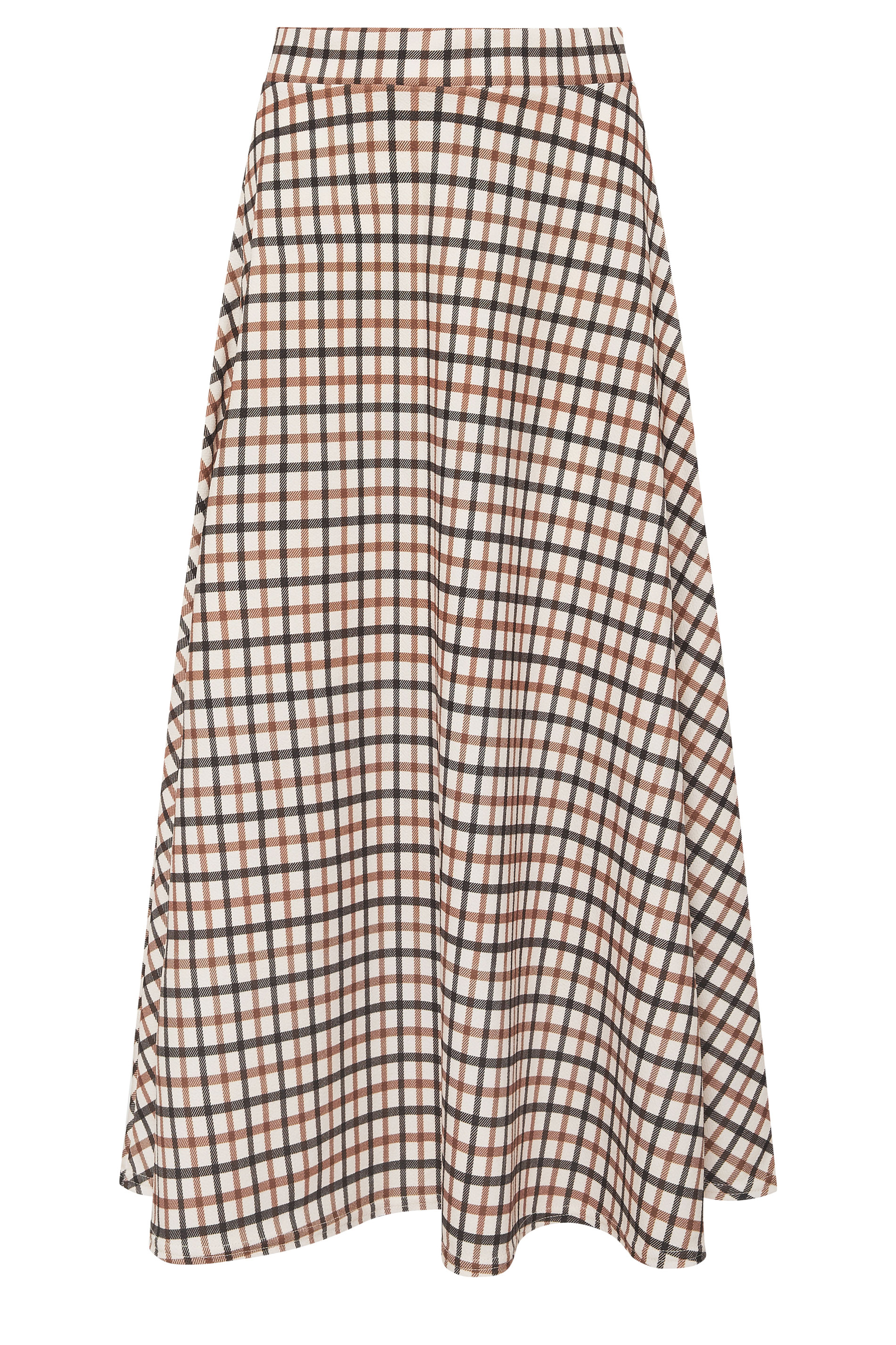 PixieGirl Petite Women's Natural Brown Check Maxi Skirt | PixieGirl 5