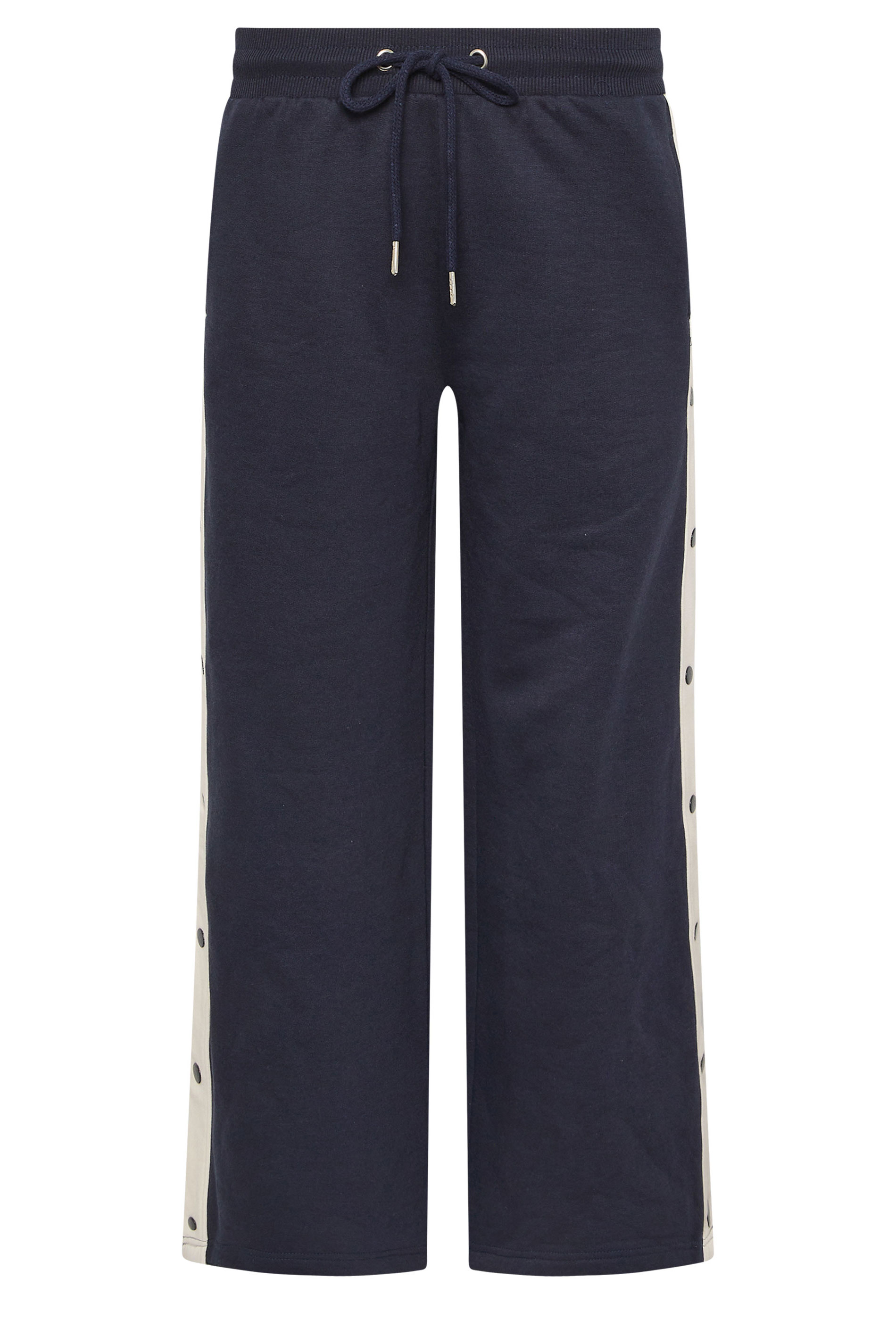 PixieGirl Petite Women's Navy Blue Side Popper Wide Leg Joggers | PixieGirl 5