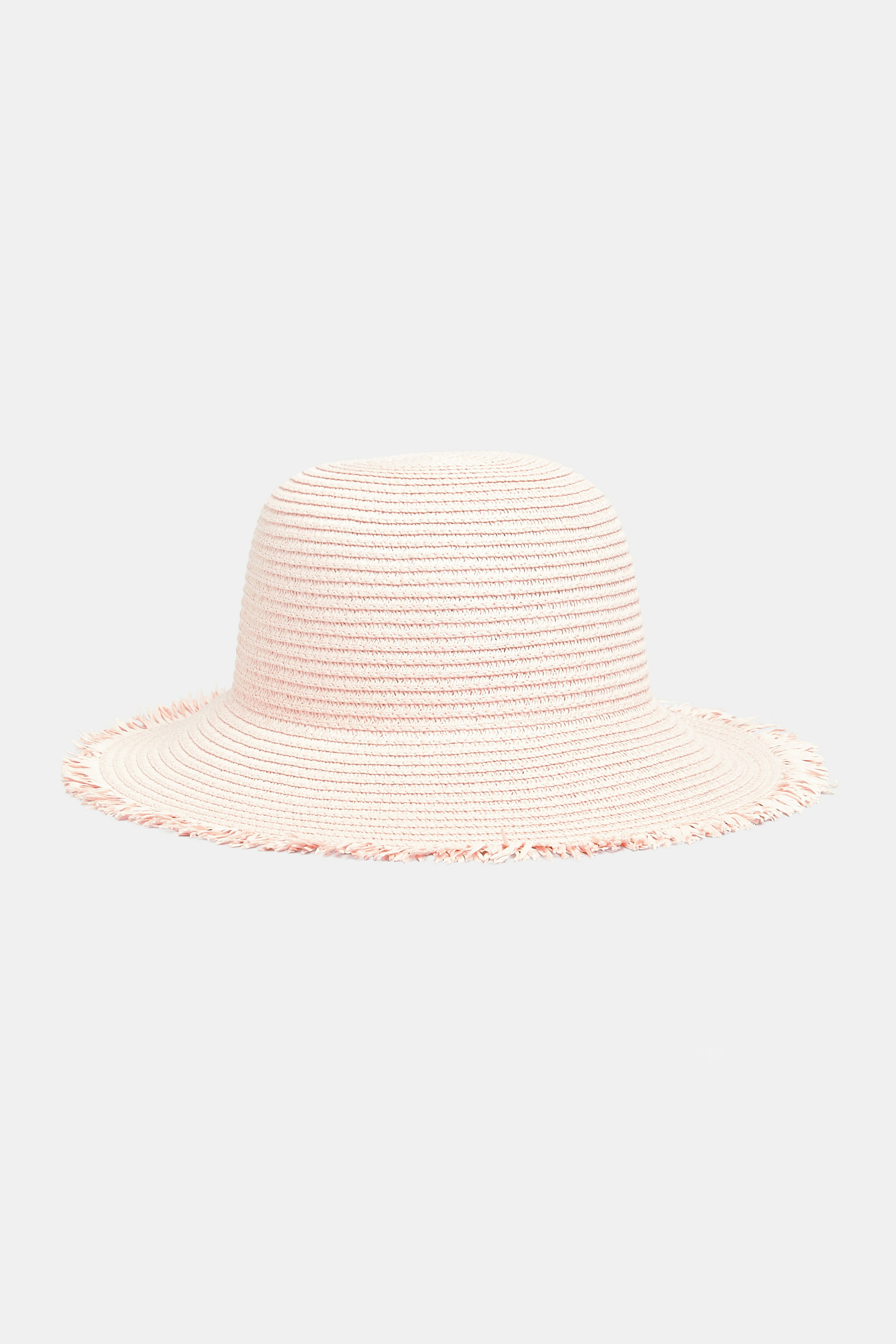 Pink Frayed Edge Straw Hat 1