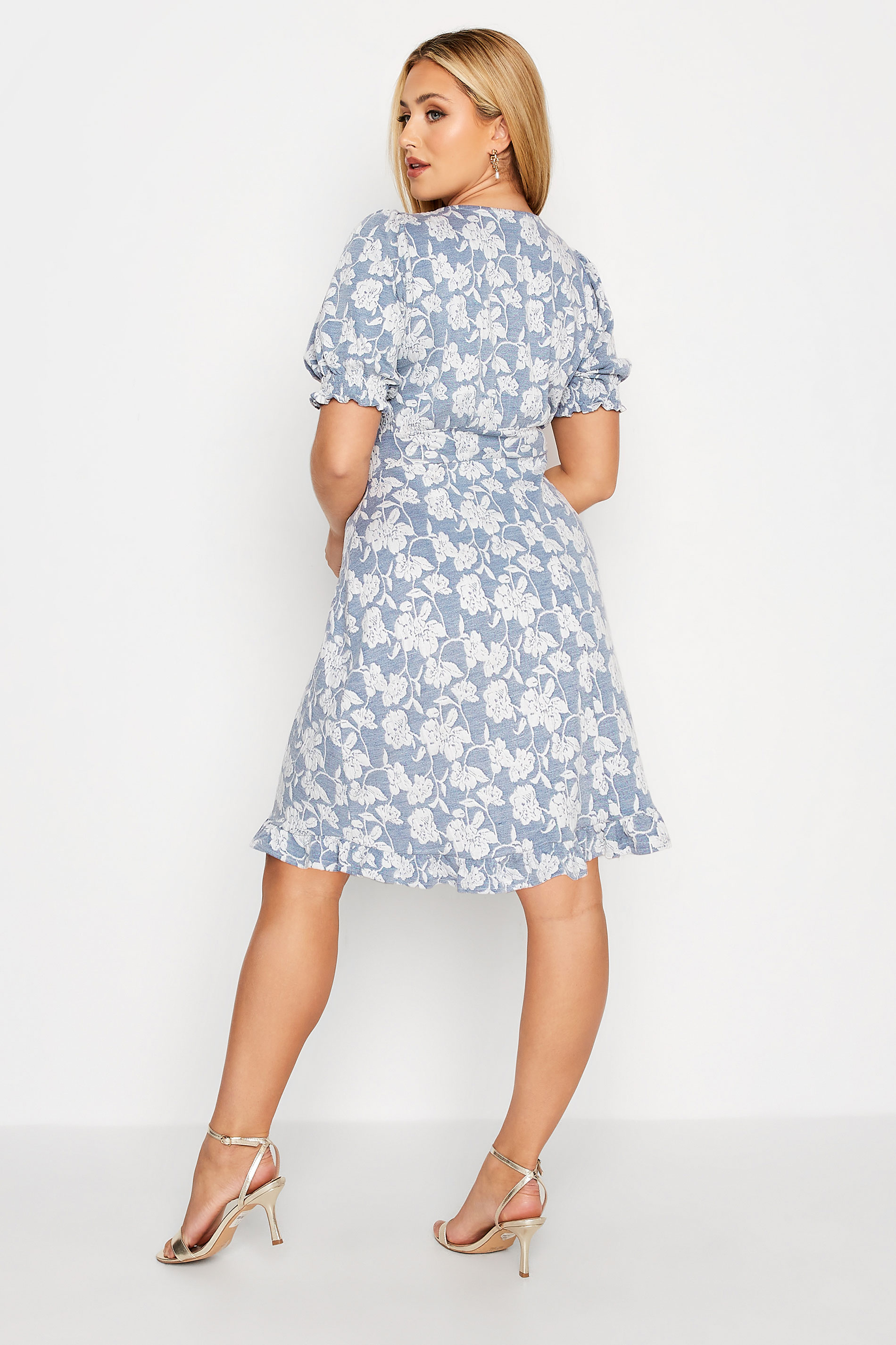 Plus Size Blue Floral V-Neck Midi Dress | Yours Clothing 3