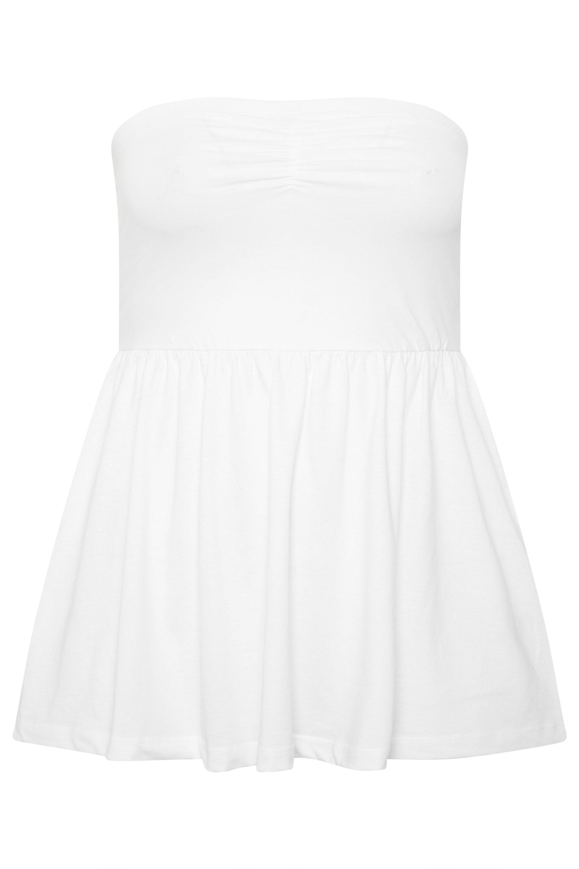 YOURS Plus Size White Peplum Bandeau Top | Yours Clothing 5