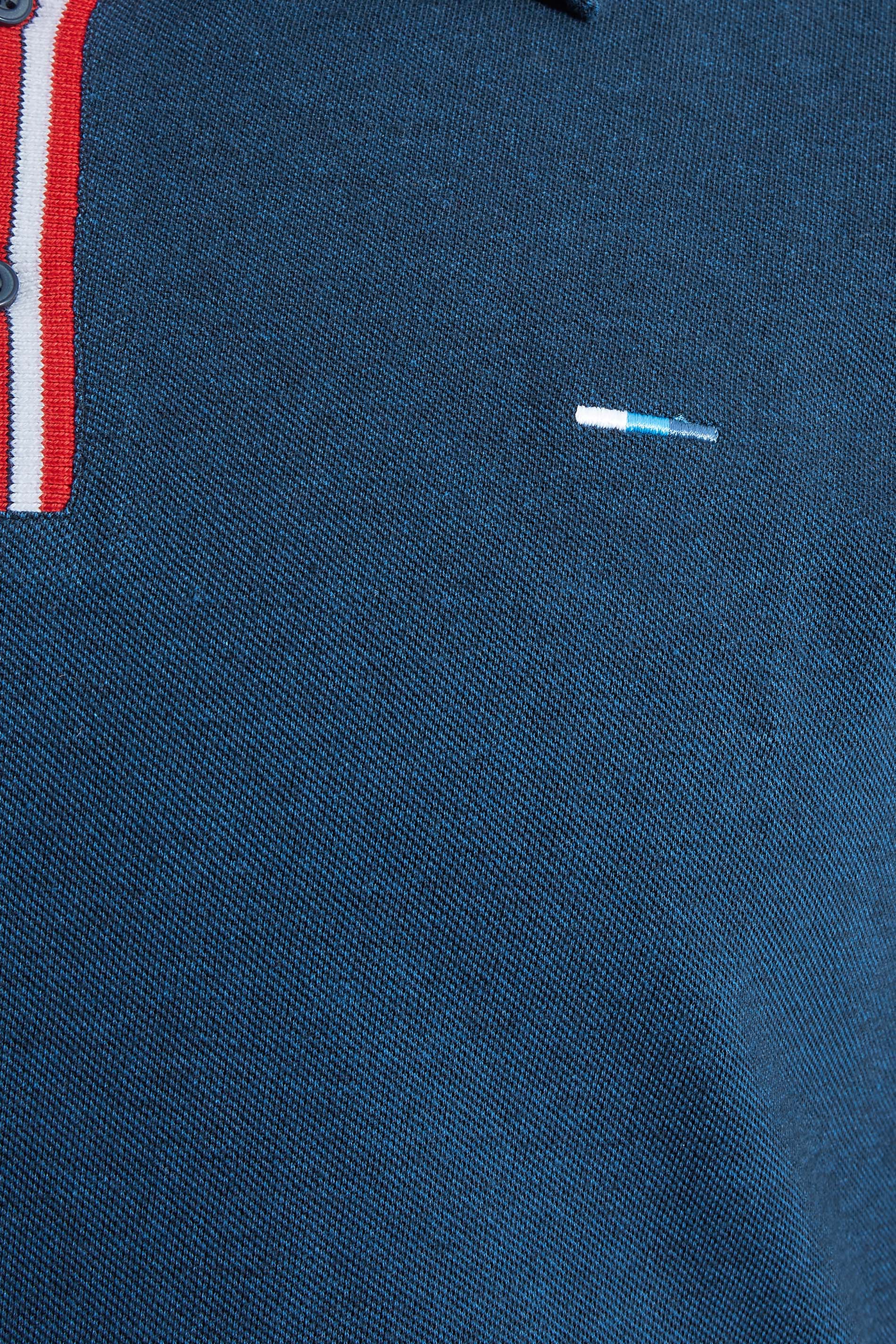 BadRhino Big & Tall Navy Blue Contrast Stripe Placket Polo Shirt | BadRhino