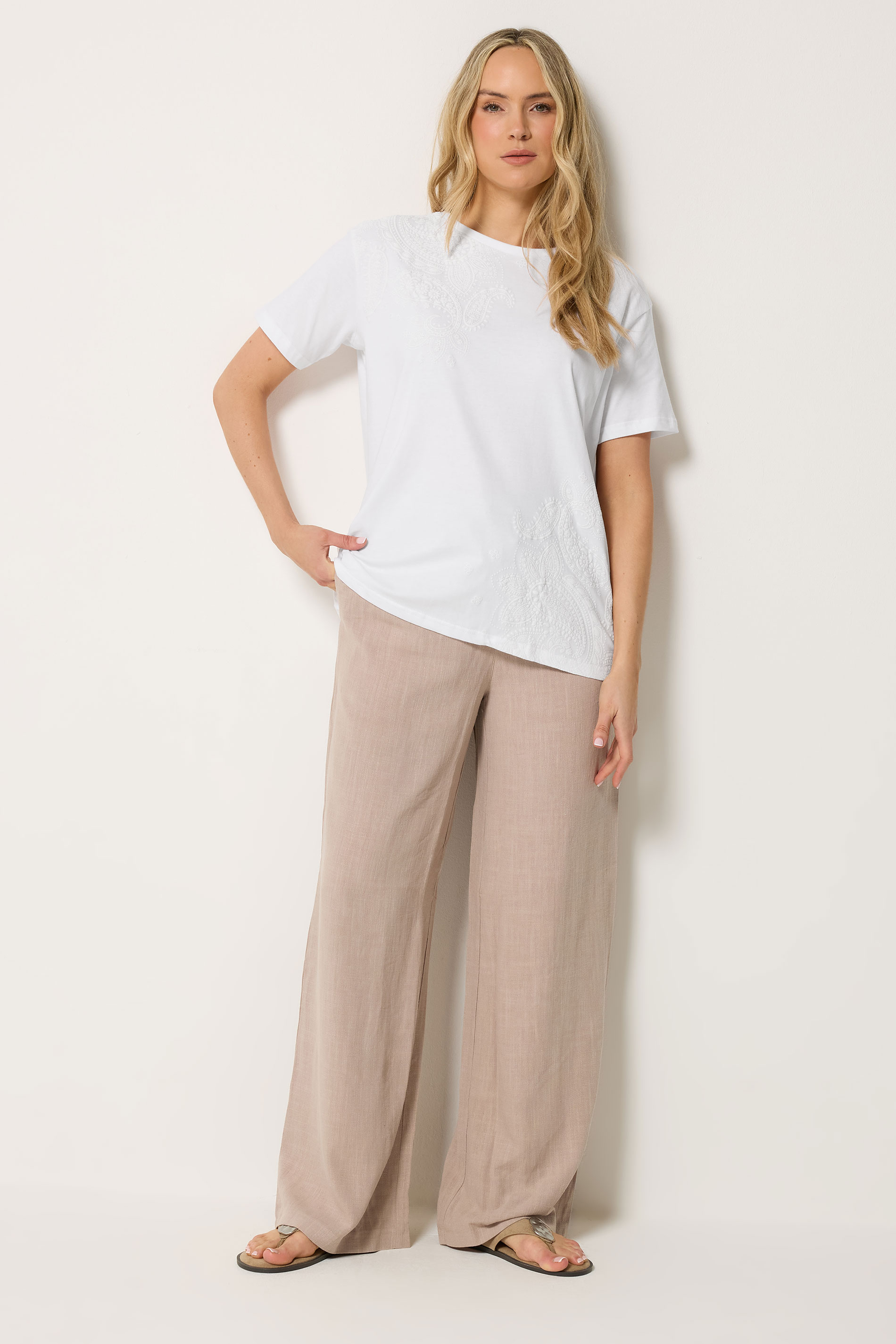 LTS Tall Women's White Paisley Cotton T-Shirt | Long Tall Sally 1