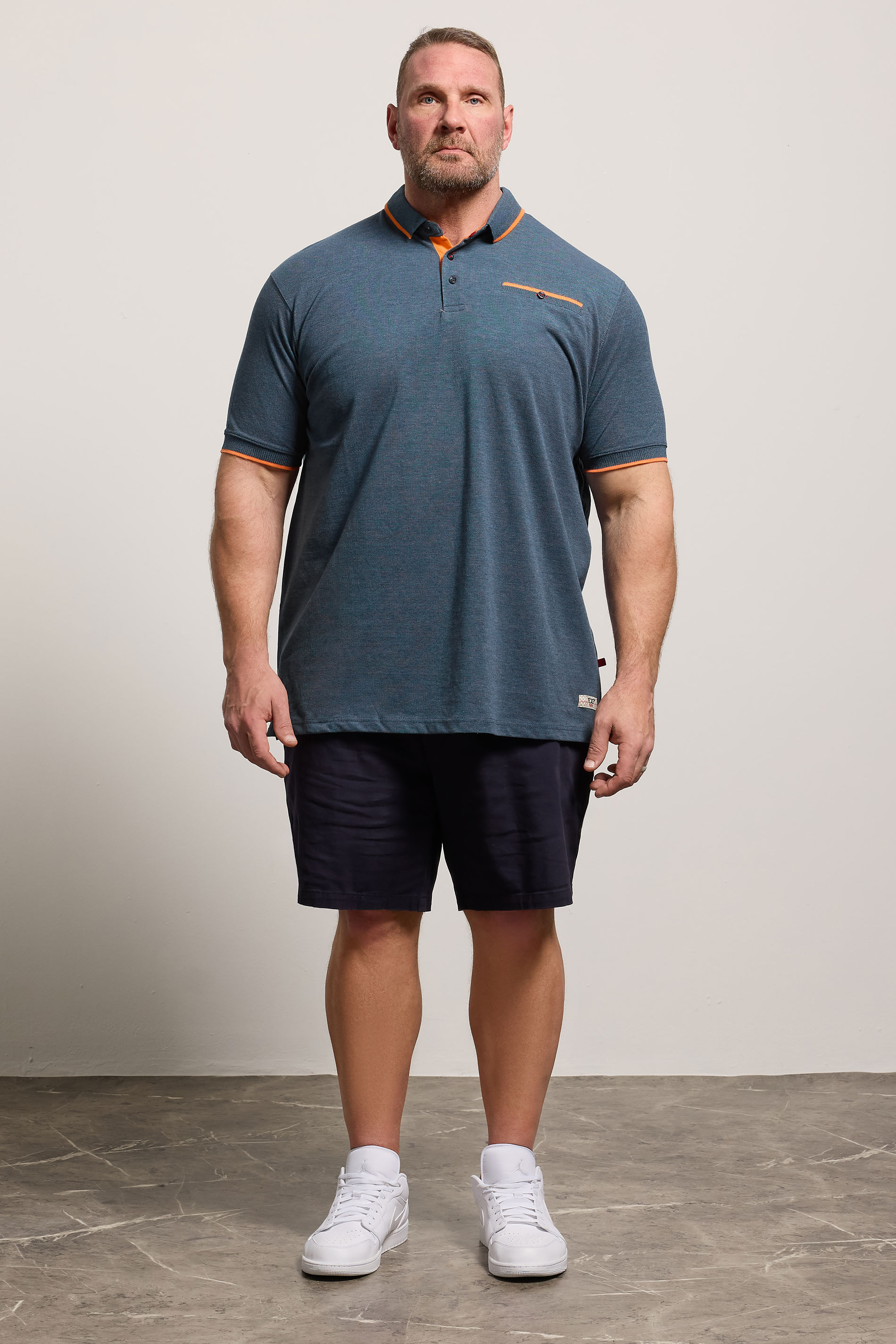 D555 Big & Tall Teal Blue Jacquard Polo Shirt | BadRhino 1