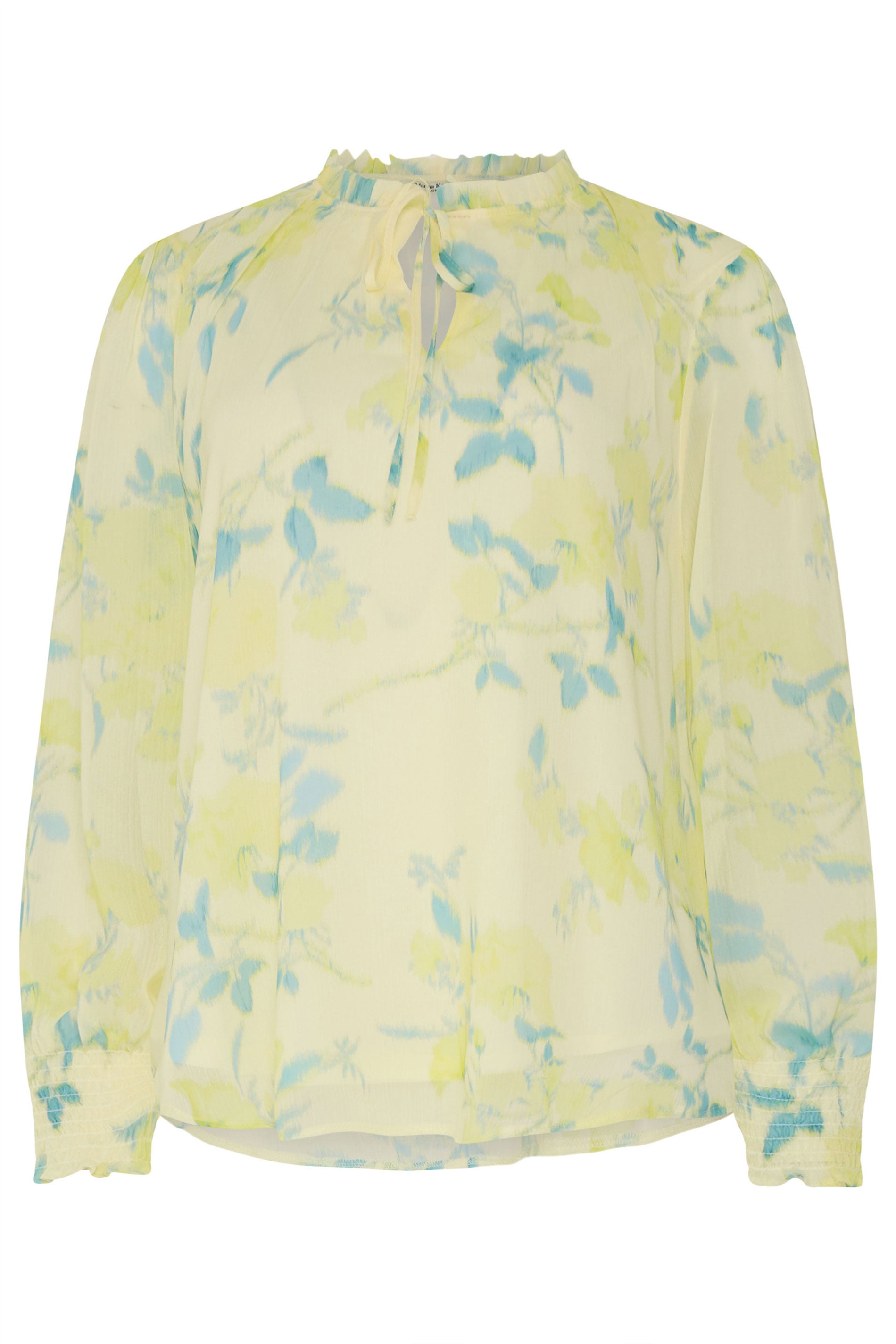 M&Co Yellow Floral Print Tie Neck Blouse | M&Co 5