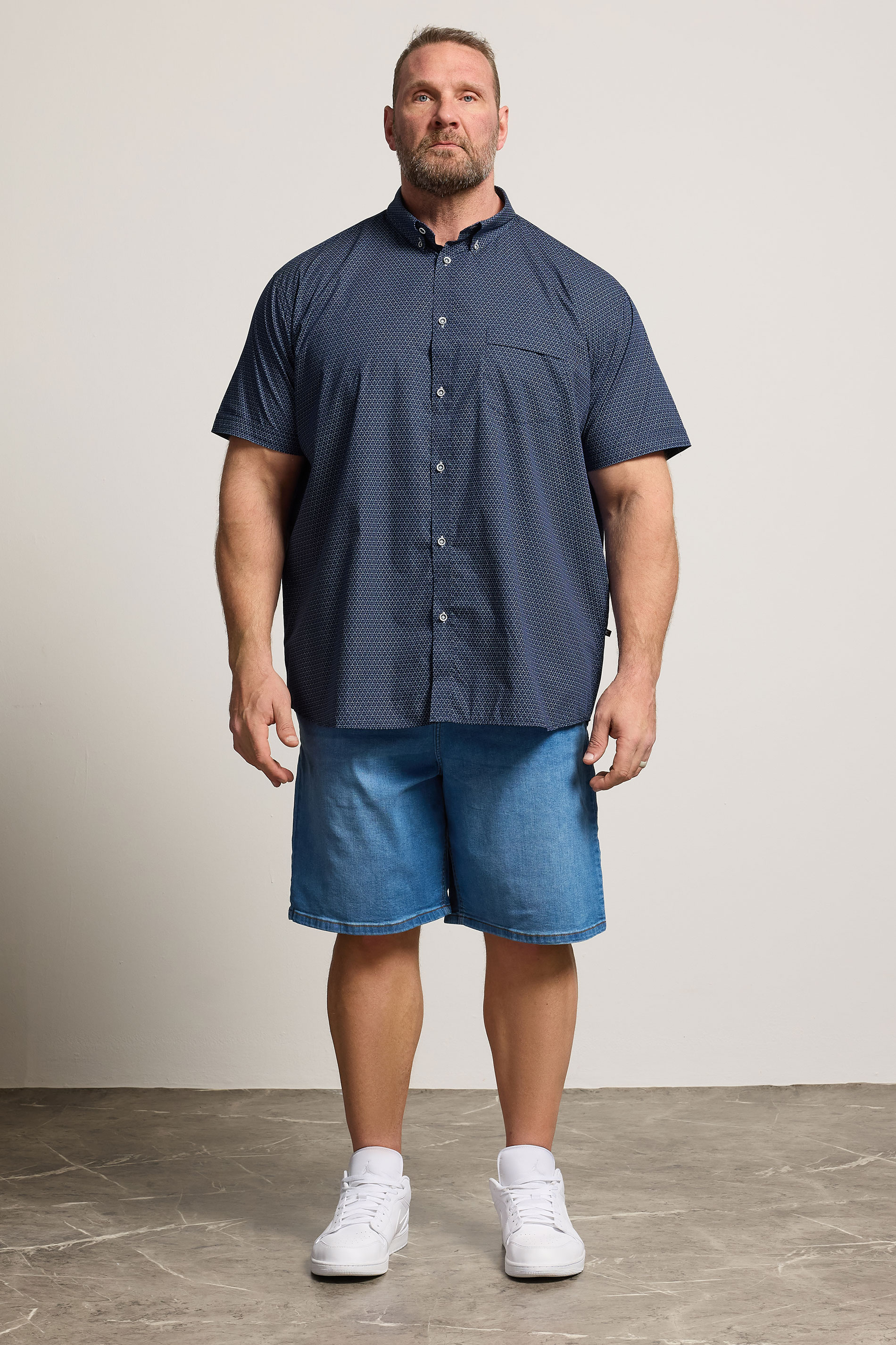 KAM Big & Tall Navy Blue Geo Print Shirt | BadRhino 1