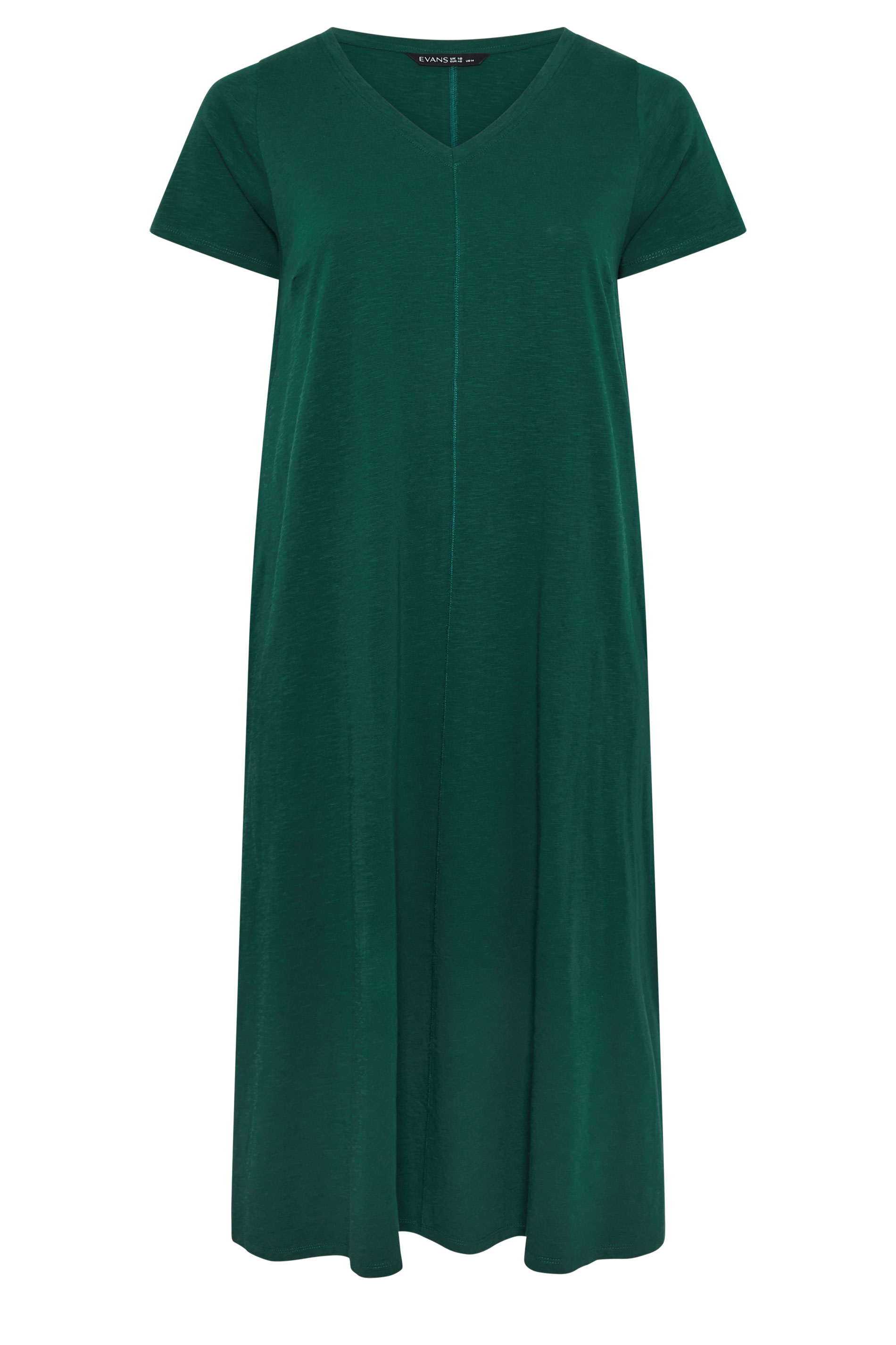 EVANS Plus Size Teal Green Cotton Midi Dress 6