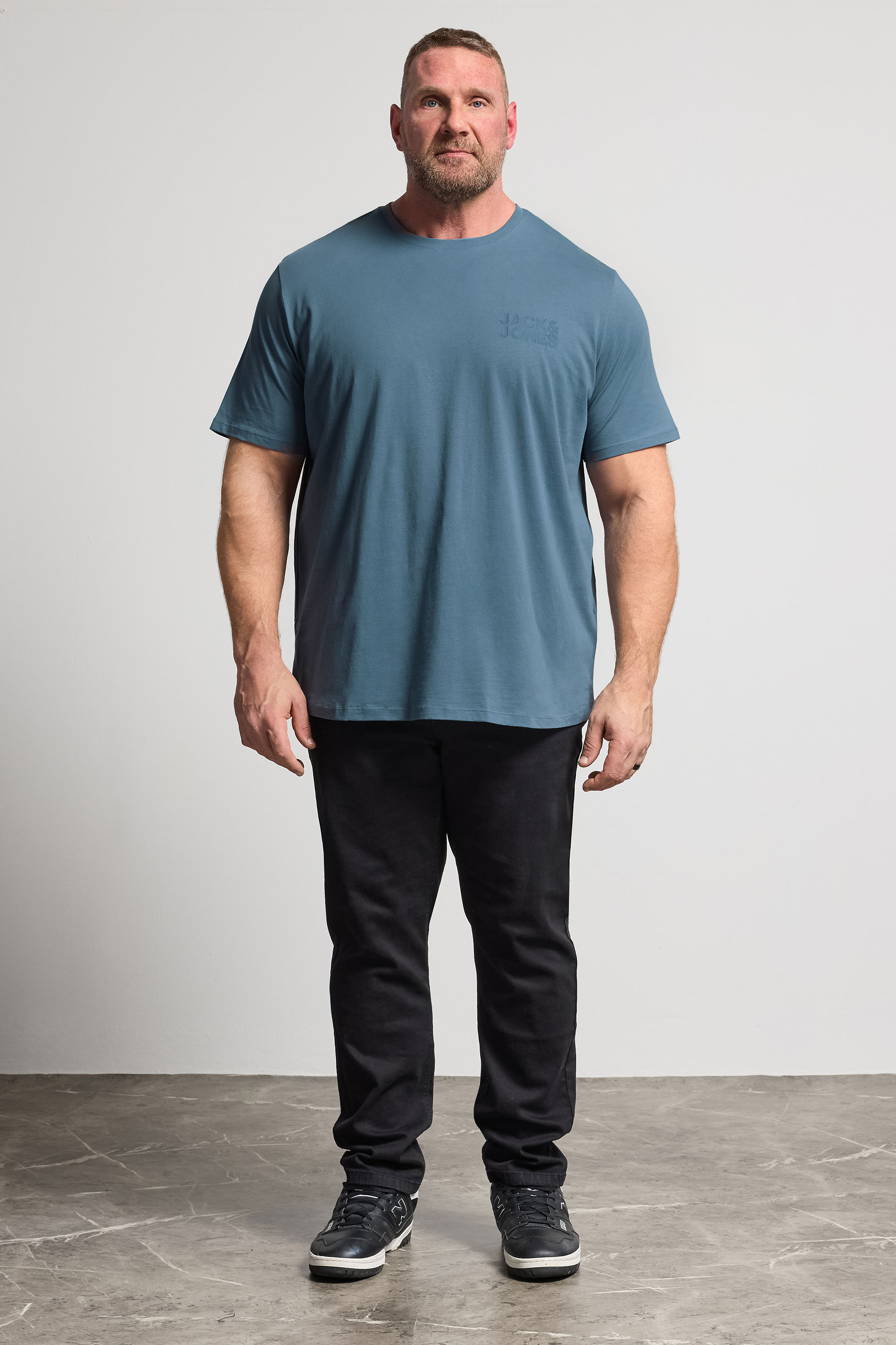 JACK & JONES Big & Tall Blue Mirage Logo T-Shirt | badRhino 1