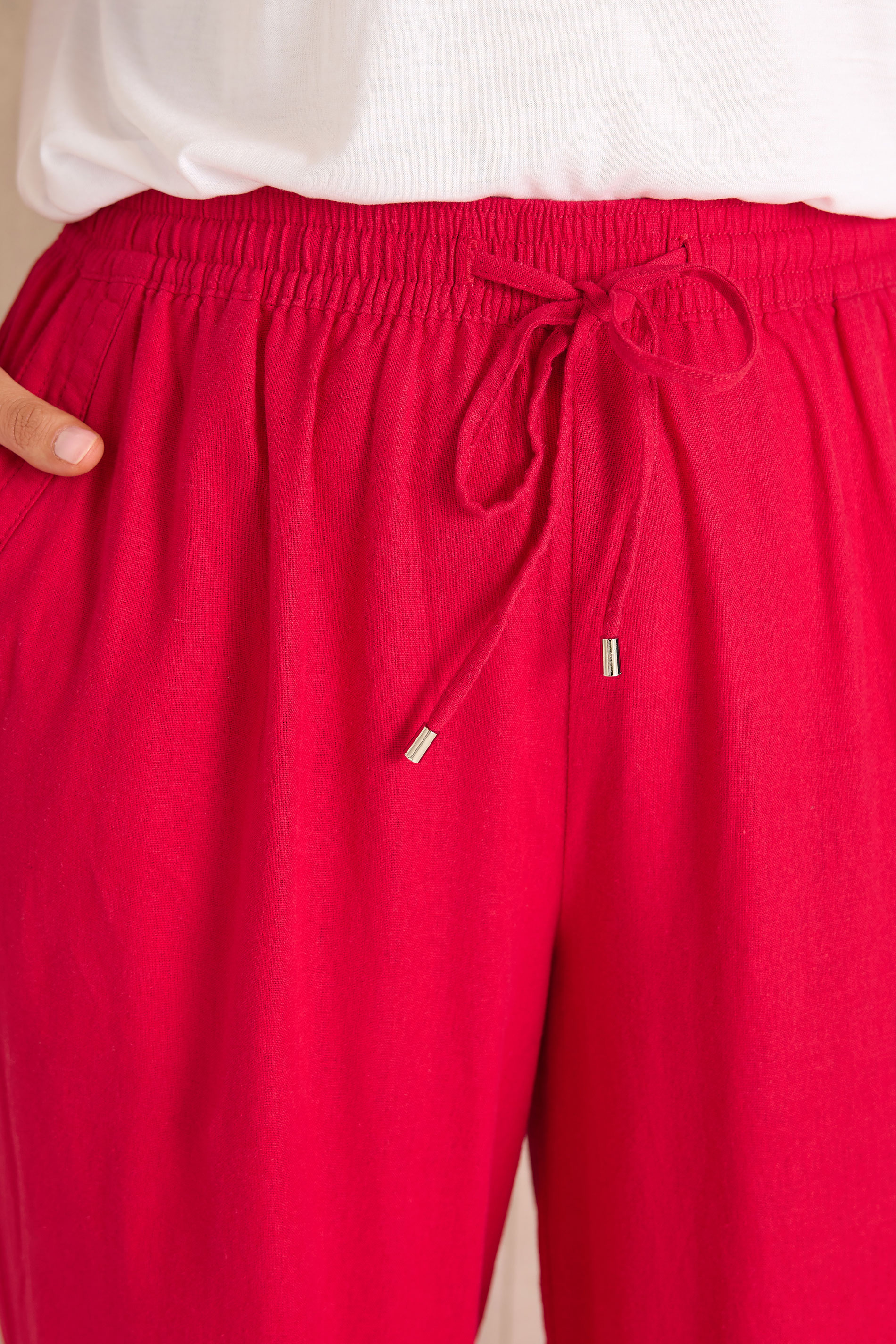 EVANS Plus Size Set Red Linen Vest & Trouser | Evans 6