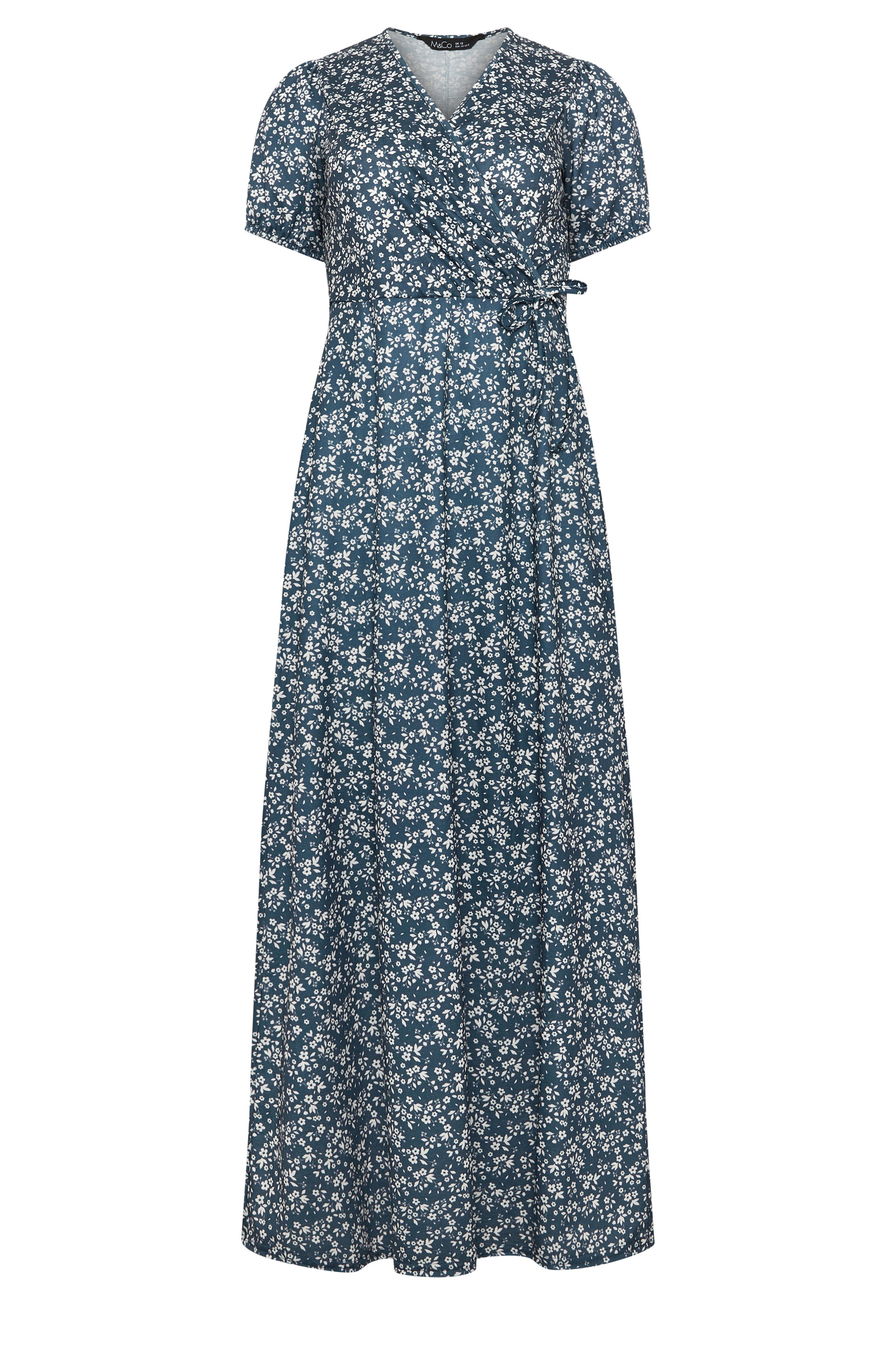 M&Co Navy Blue Ditsy Floral Print Wrap Dress | M&Co 5