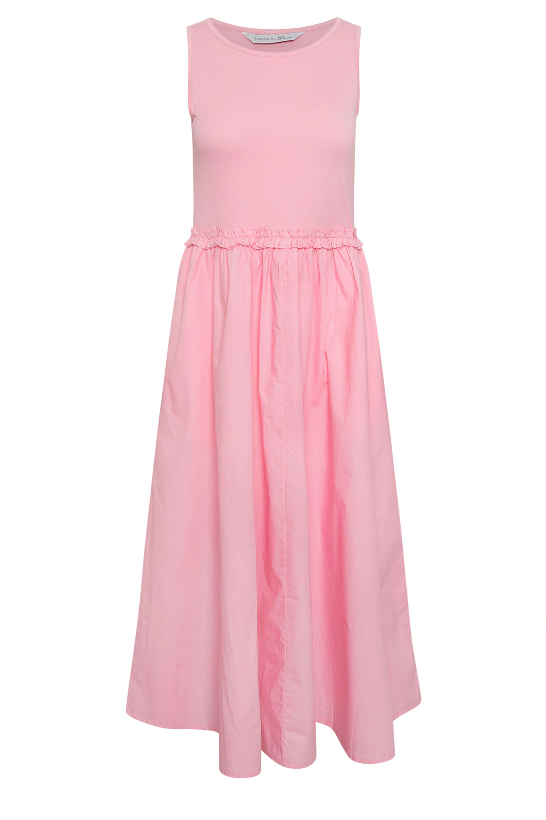 PixieGirl Petite Women's Pink Ruffle Detail Midi Dress | PixieGirl 6