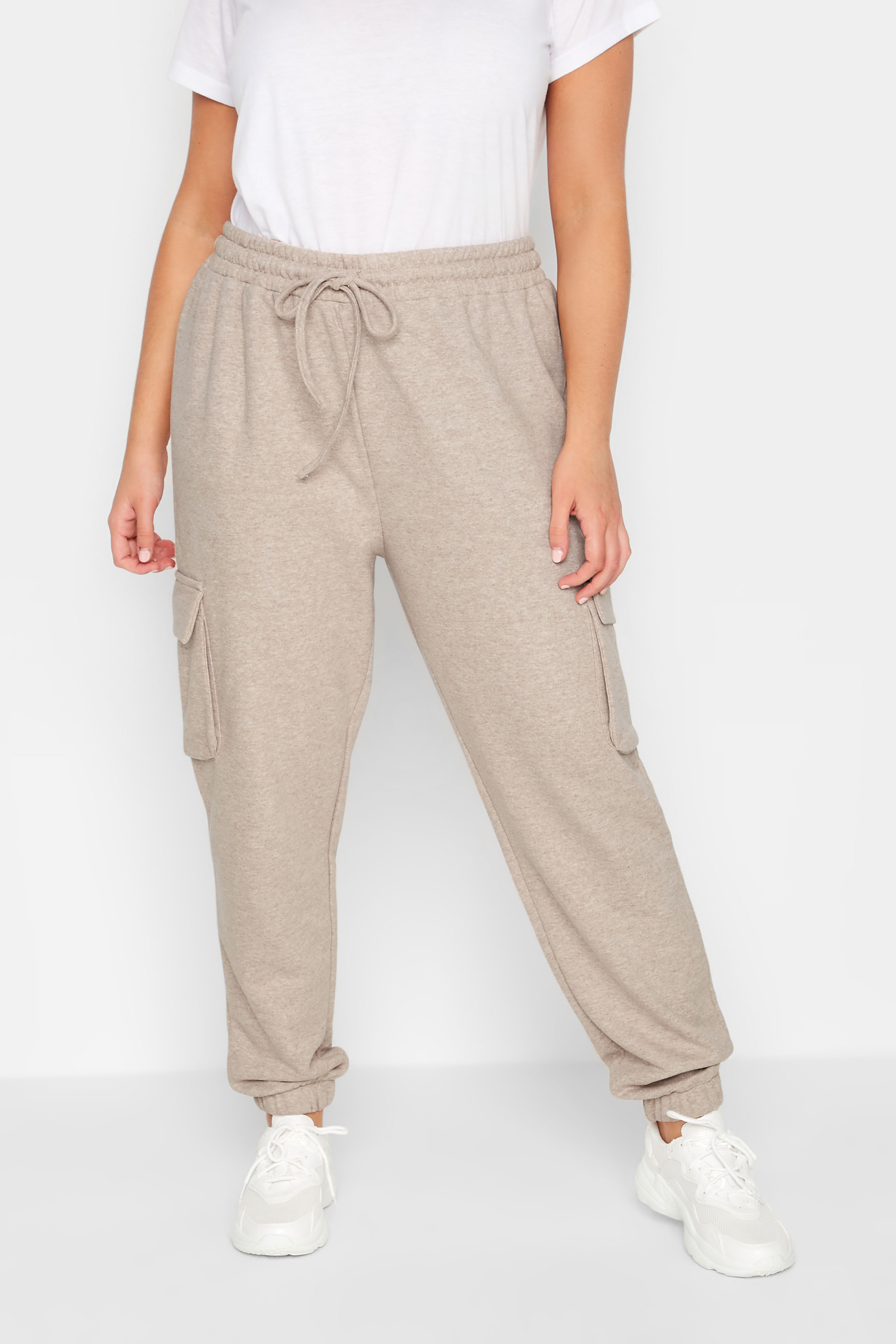 YOURS Plus Size Stone Brown Cargo Joggers | Yours Clothing 1