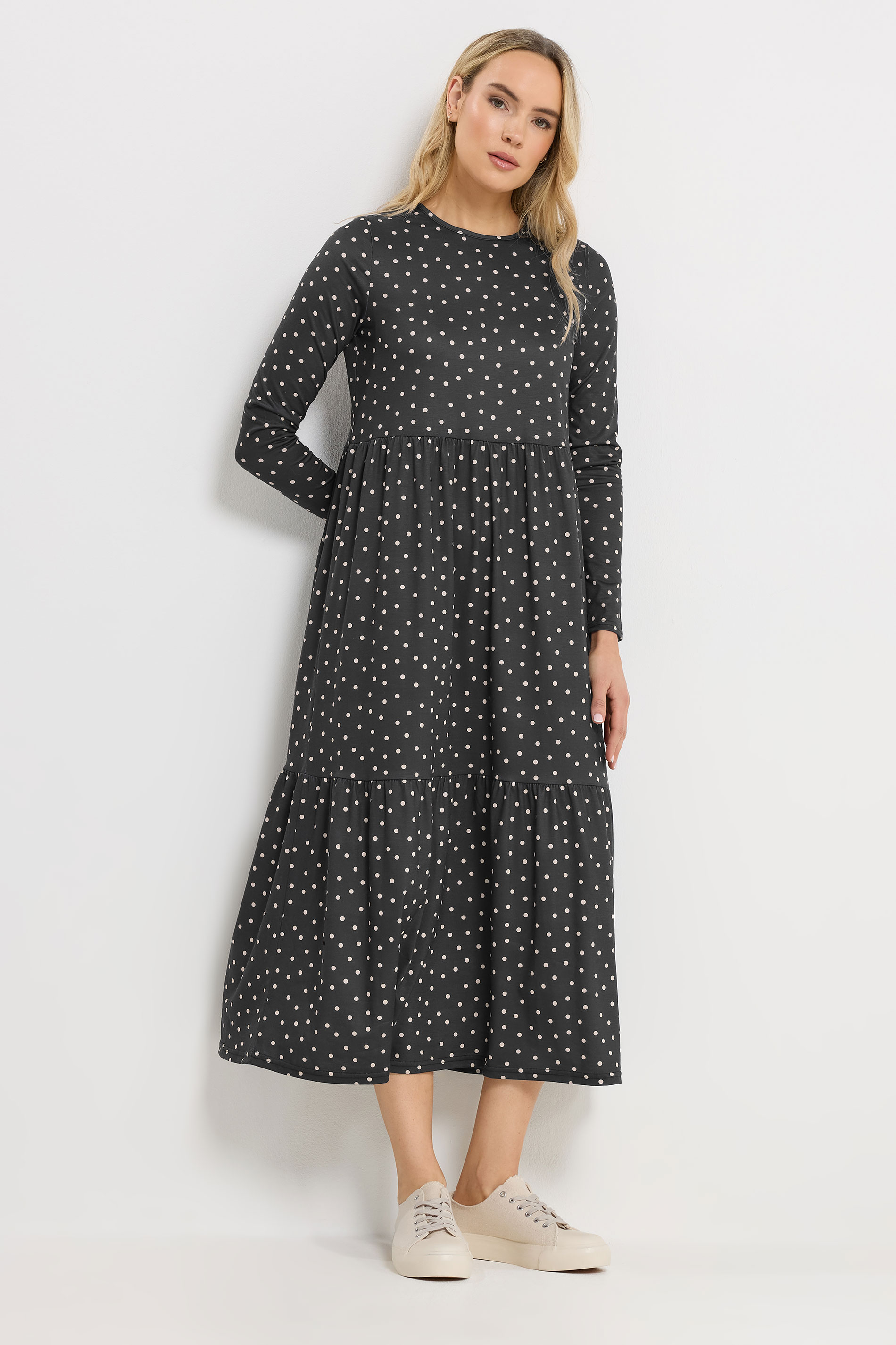 LTS Tall Women's Black Polka Dot Midi Dress | Long Tall Sally 3