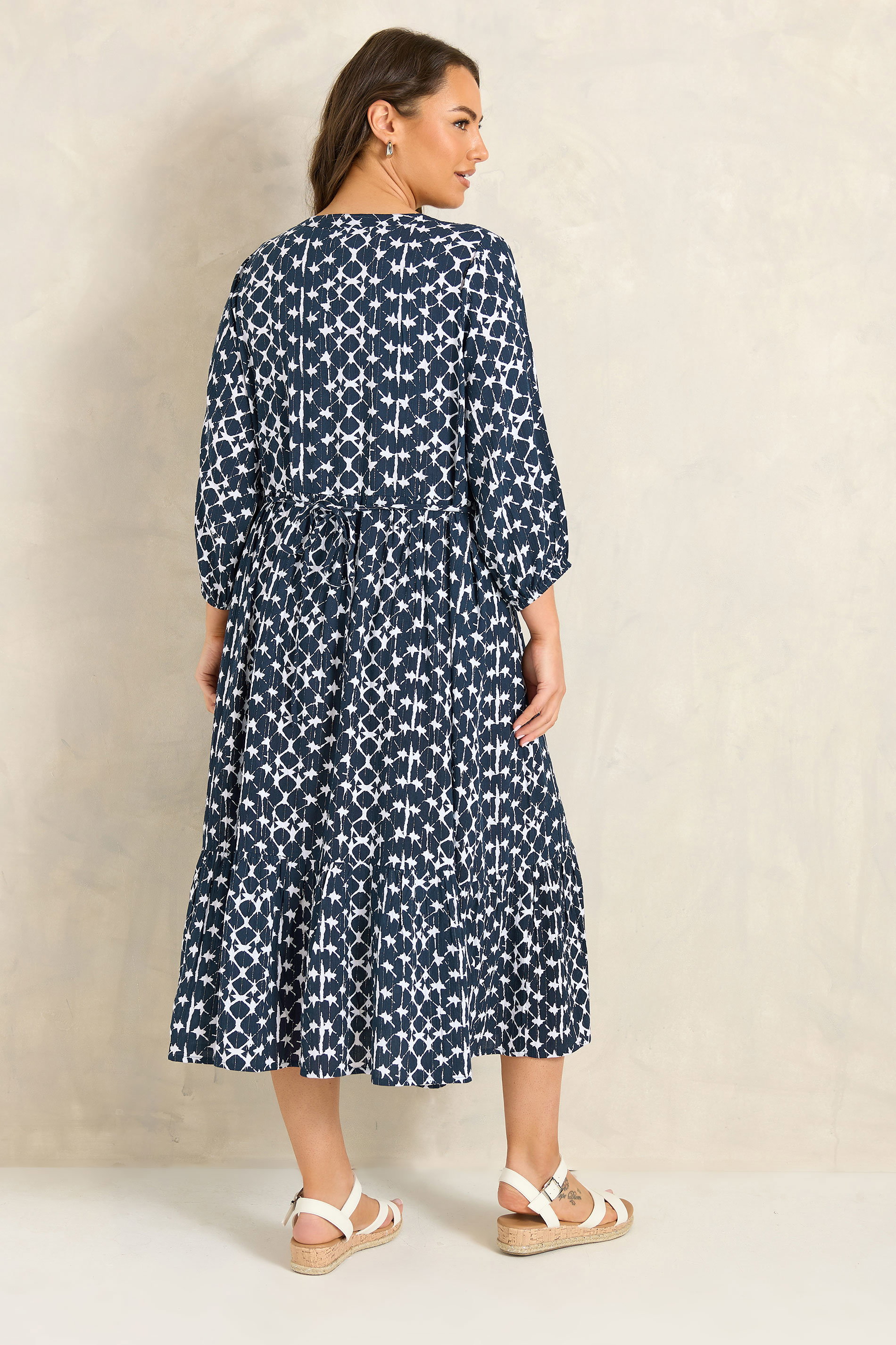EVANS Plus Size Navy Blue Tie Dye Tiered Dress | Evans 2