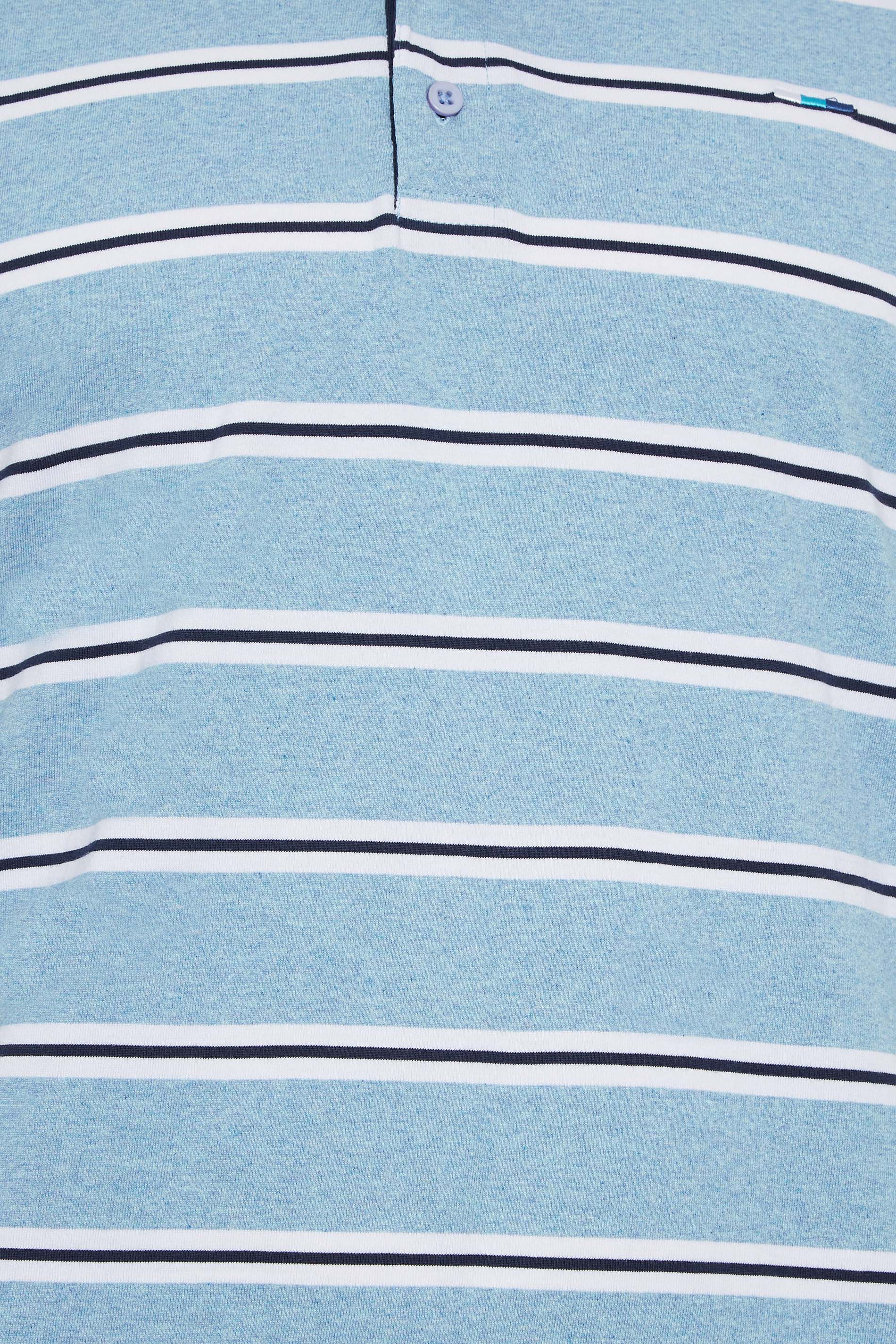 BadRhino Big & Tall Light Blue Stripe Print Polo Shirt | BadRhino 3