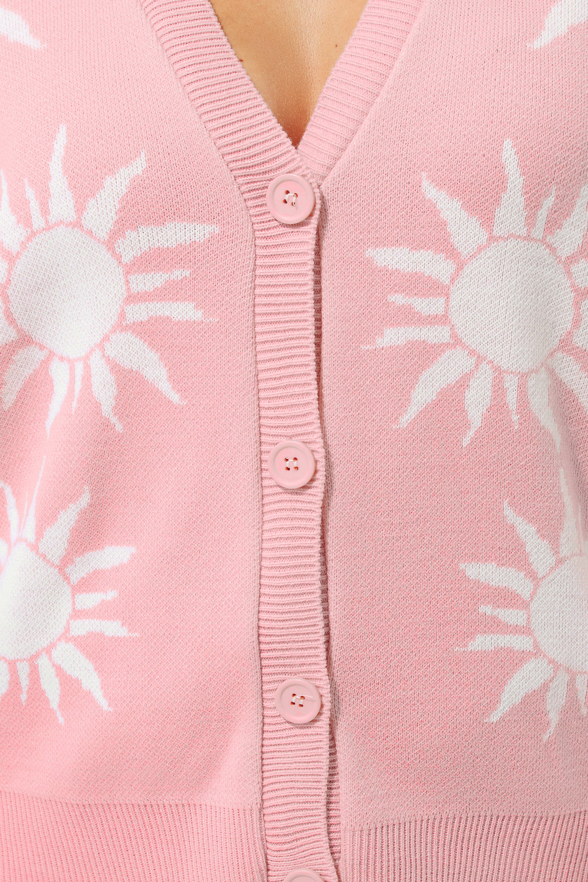 LIMITED COLLECTION Plus Size Pink Sun Balloon Sleeve Knitted Cardigan | Yours Clothing 5