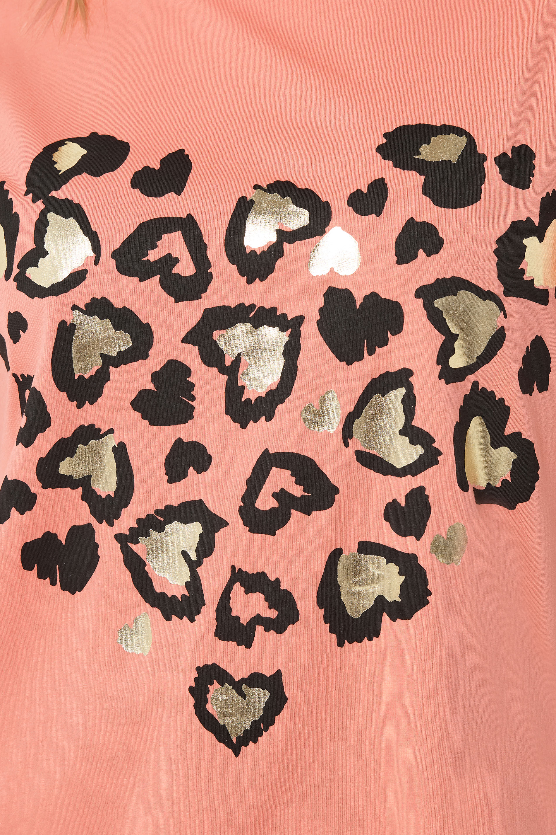 YOURS Plus Size Light Orange Leopard Heart T-Shirt | Yours Clothing 4