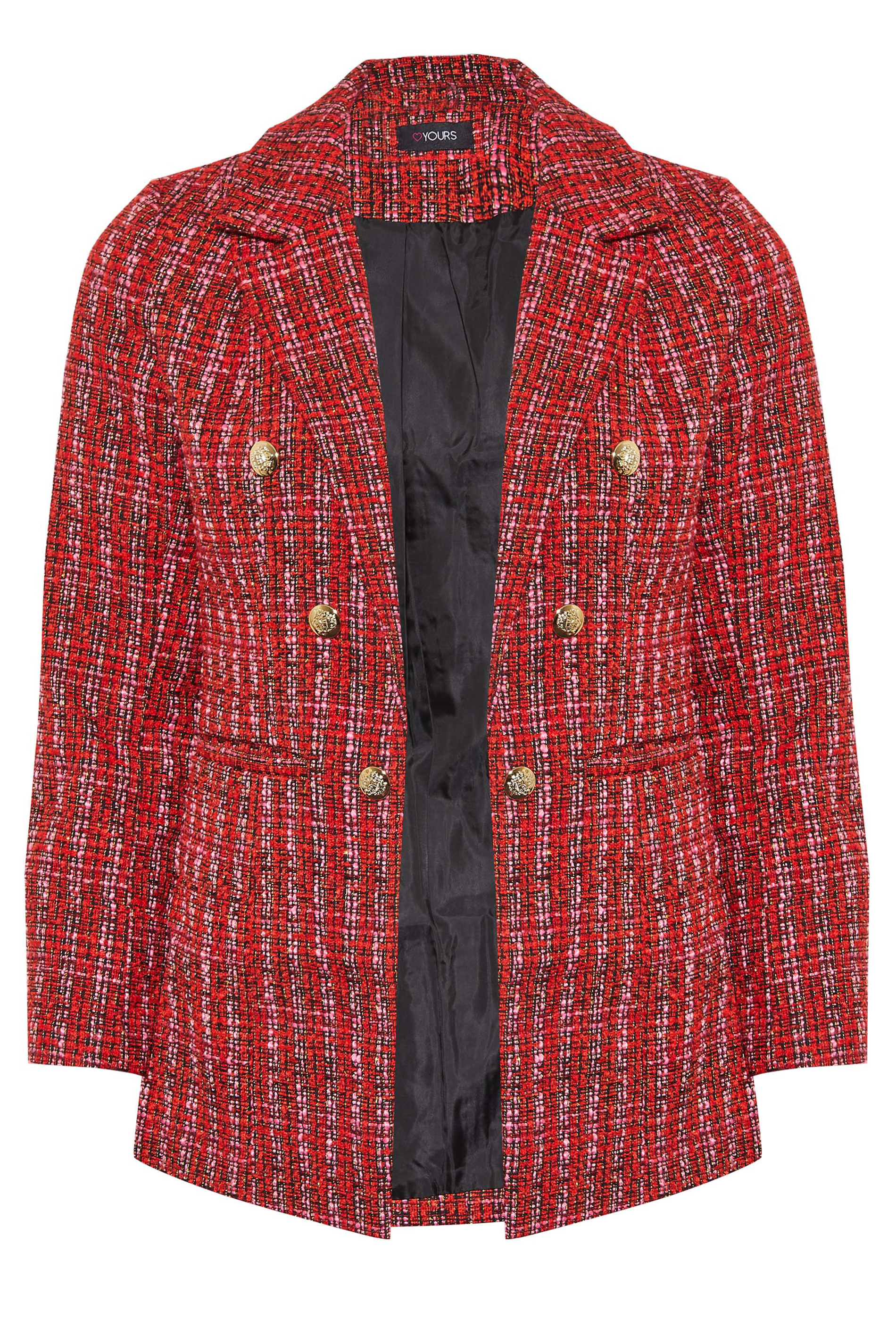 YOURS Plus Size Green Check Boucle Blazer