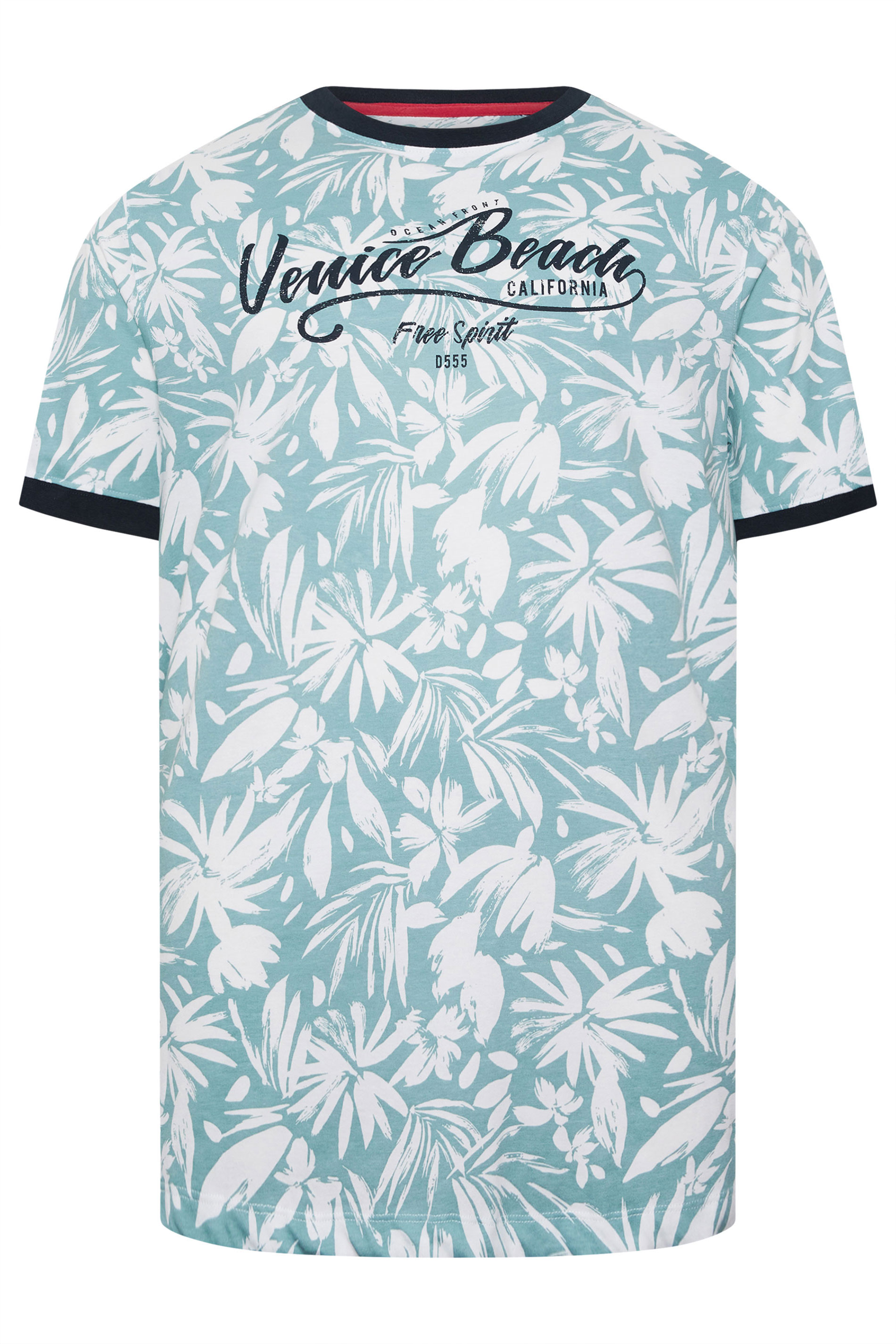 D555 Big & Tall Blue 'Venice Beach' Print T-Shirt | BadRhino 2