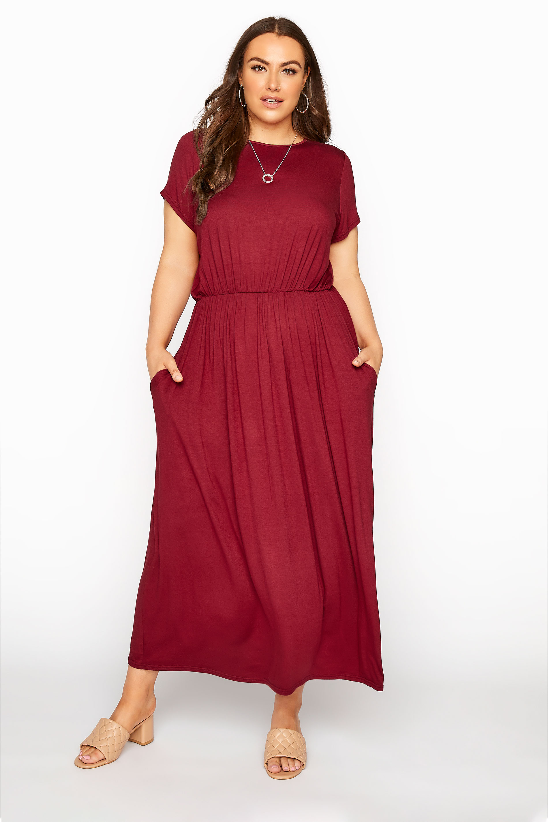 YOURS LONDON Wine Pocket Maxi Dress | Yours Clothing