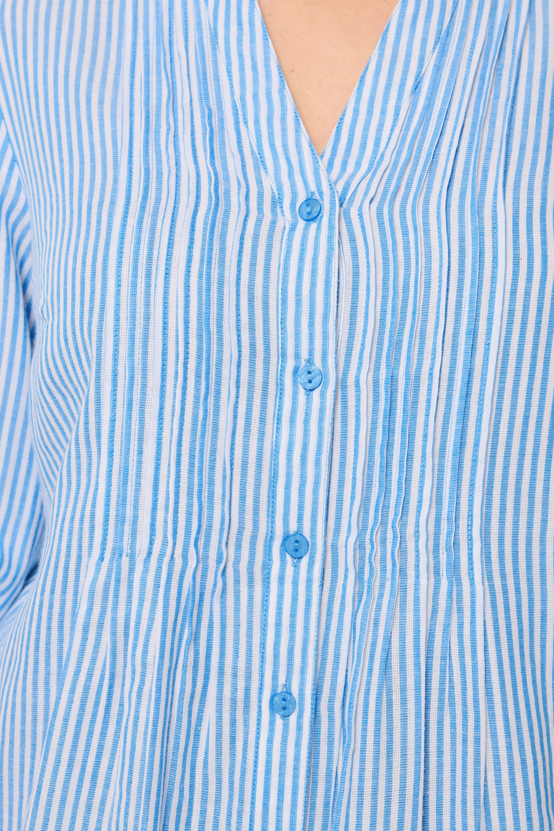YOURS Plus Size Blue Stripe Pintuck Shirt | Yours Clothing 5