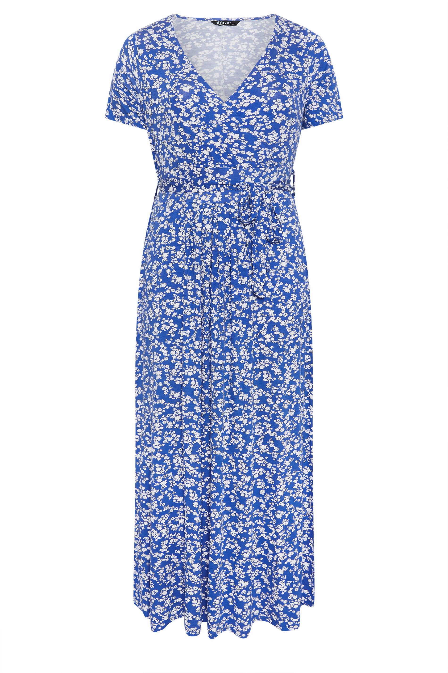 YOURS Plus Size Blue Ditsy Floral Wrap Front Dress | Yours Clothing 5
