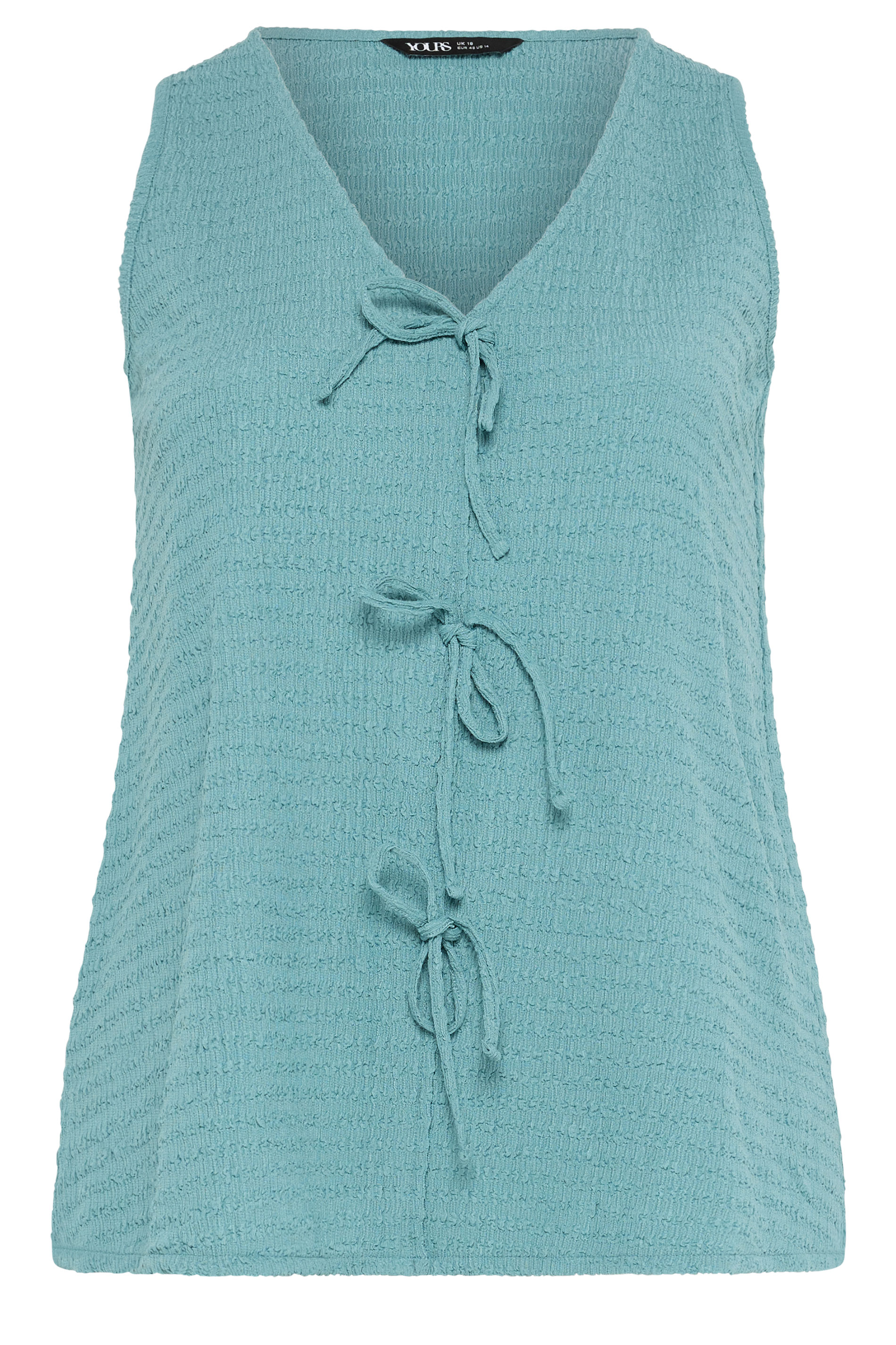 YOURS Plus Size Light Blue Textured Bow Waistcoat | Yours Clothing 5