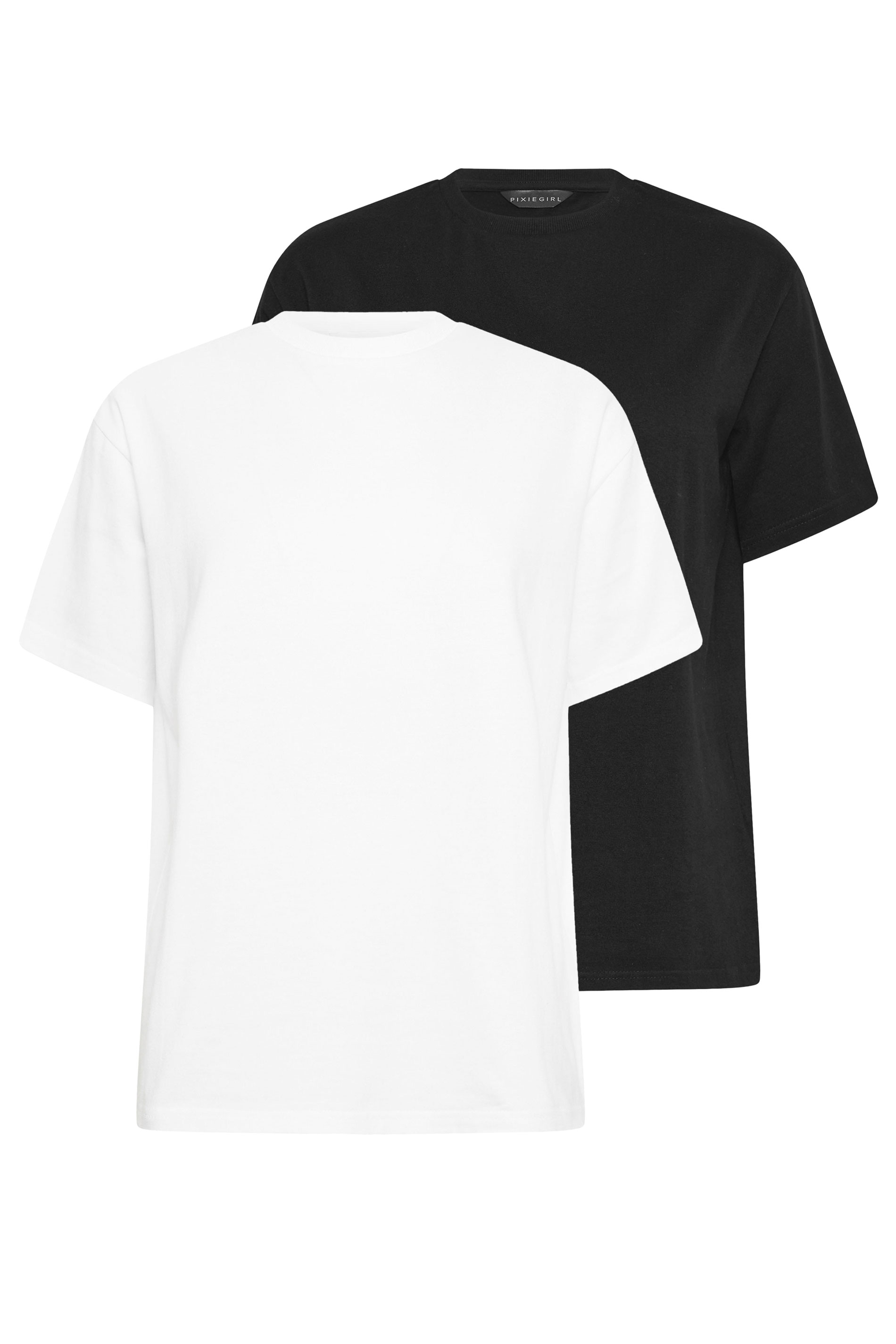 PixieGirl Petite Women's 2 PACK Black & White Cotton Oversized T-Shirt | PixieGirl 7