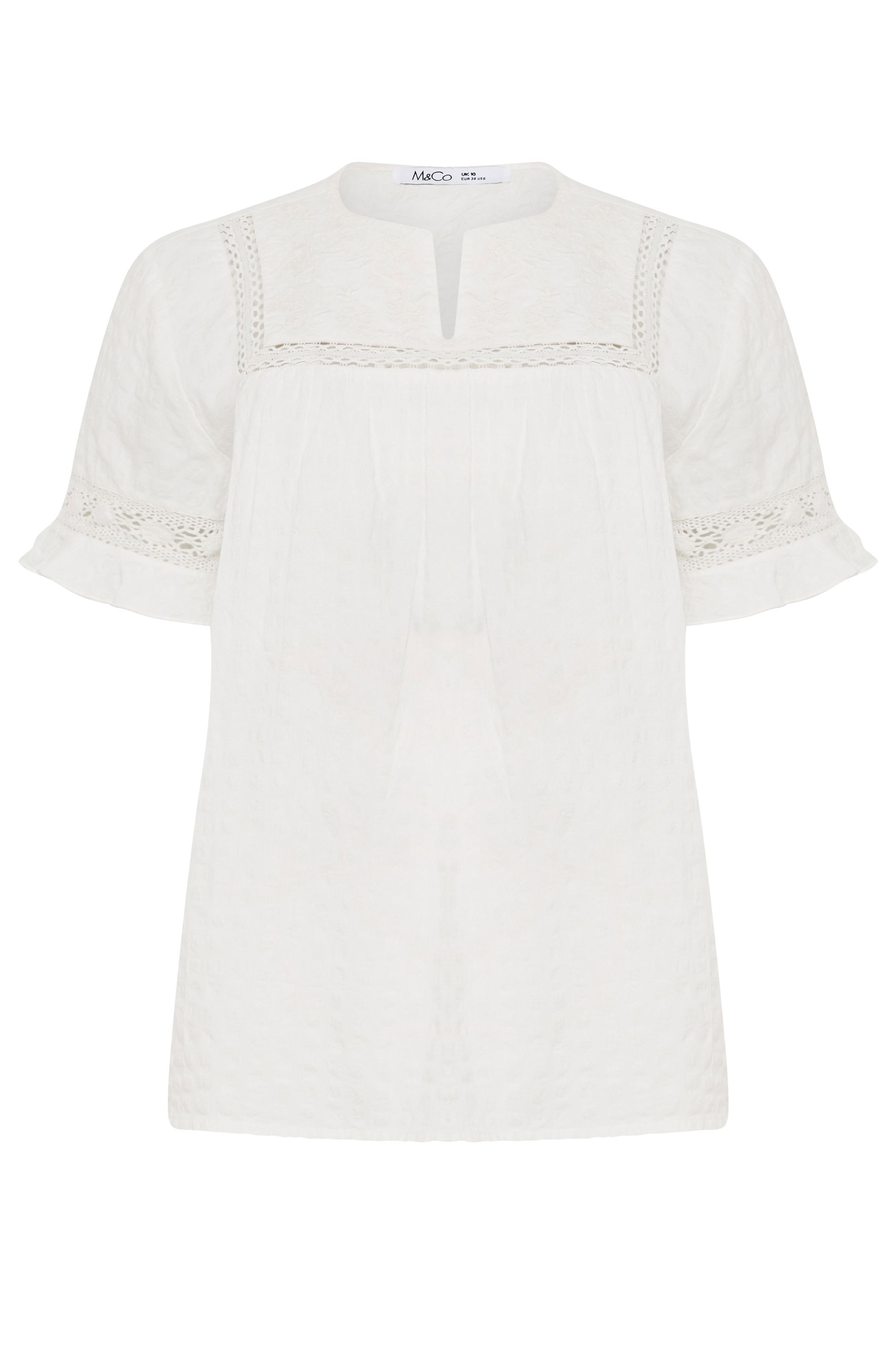 M&Co Ivory White Embroidered Cotton Ruffle Top | M&Co 5