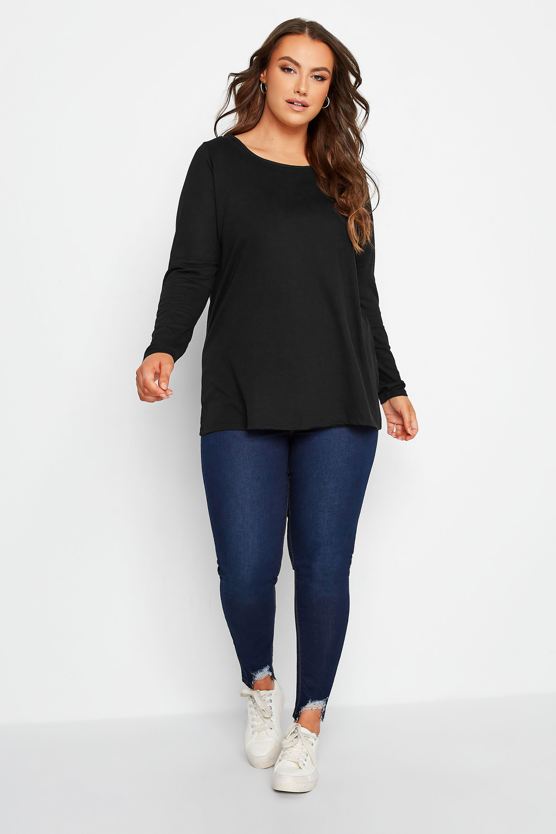 3 PACK Plus Size Black & Blue Long Sleeve Tops | Yours Clothing