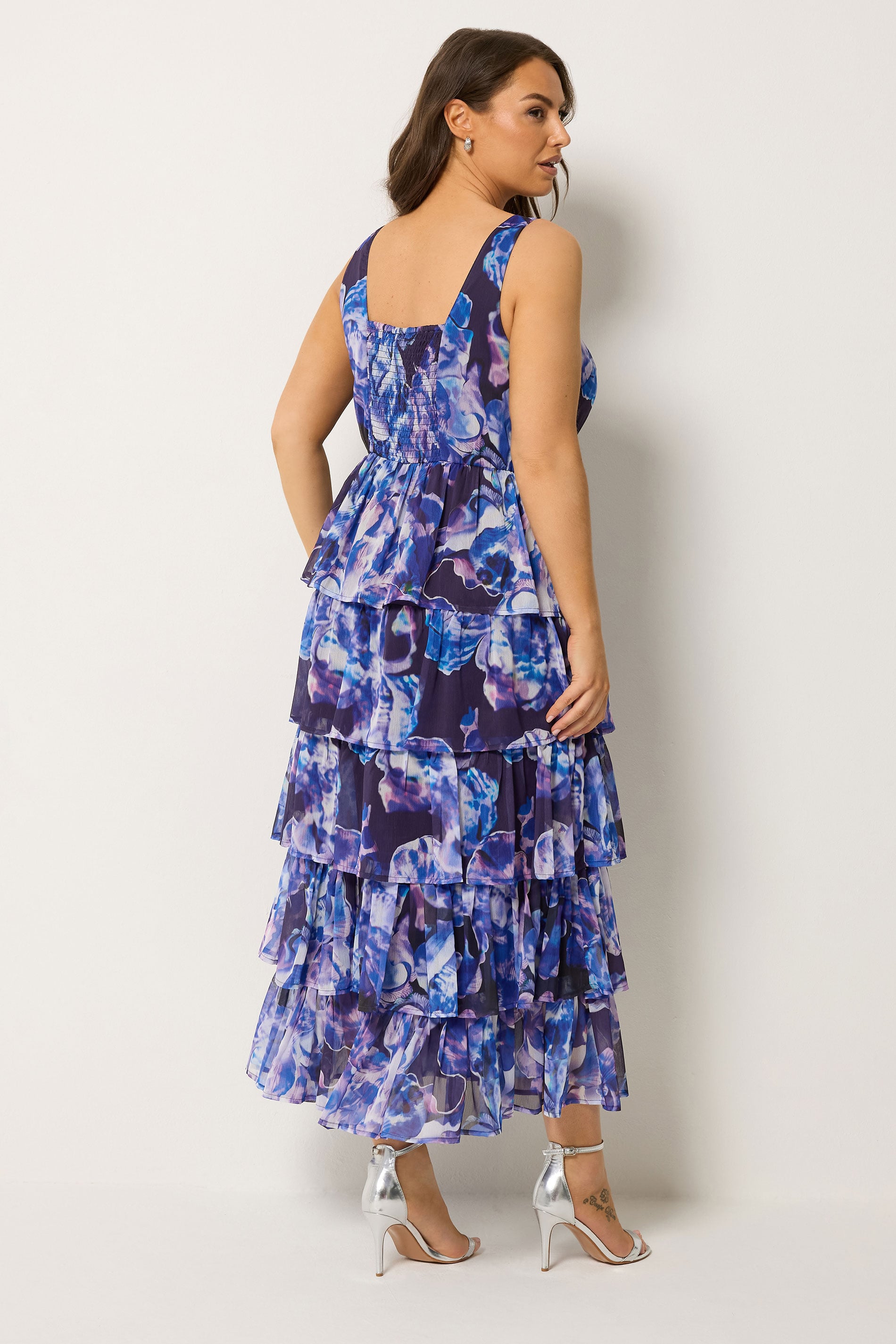 YOURS Plus Size Purple Floral Ruffle Dress | Yours Clothing 4