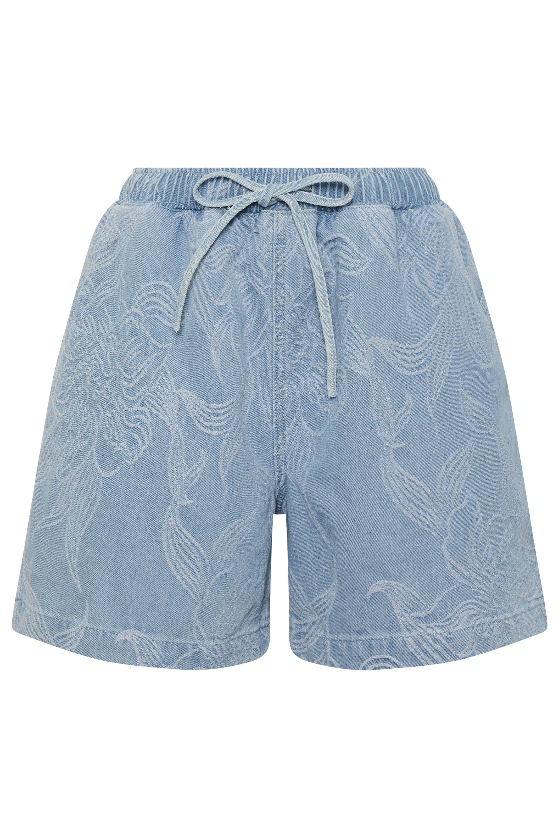 LTS PREMIUM Tall Women's Light Blue Jacquard Cotton Denim Shorts | Long Tall Sally 6
