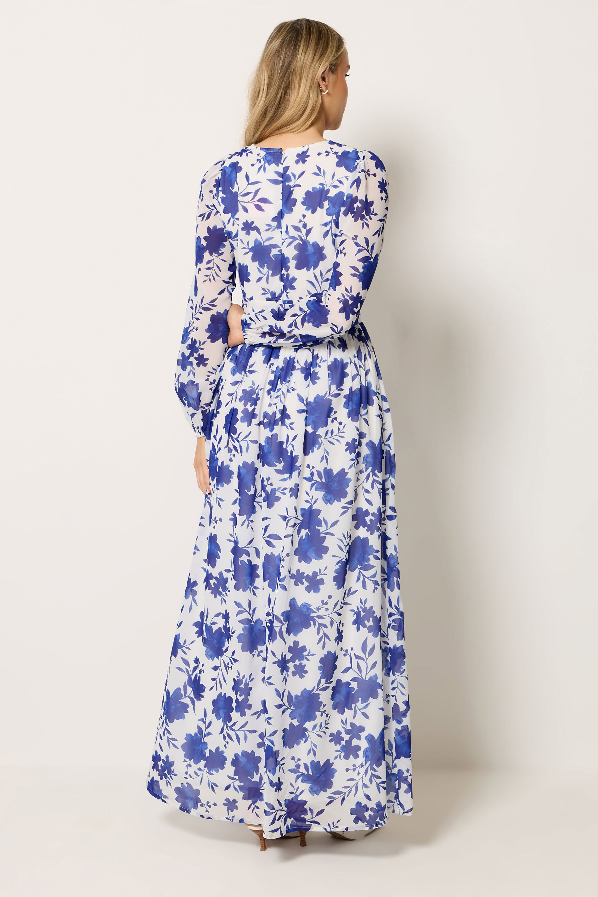 LTS Tall Women's Blue & White Floral Maxi Dress | Long Tall Sally 2