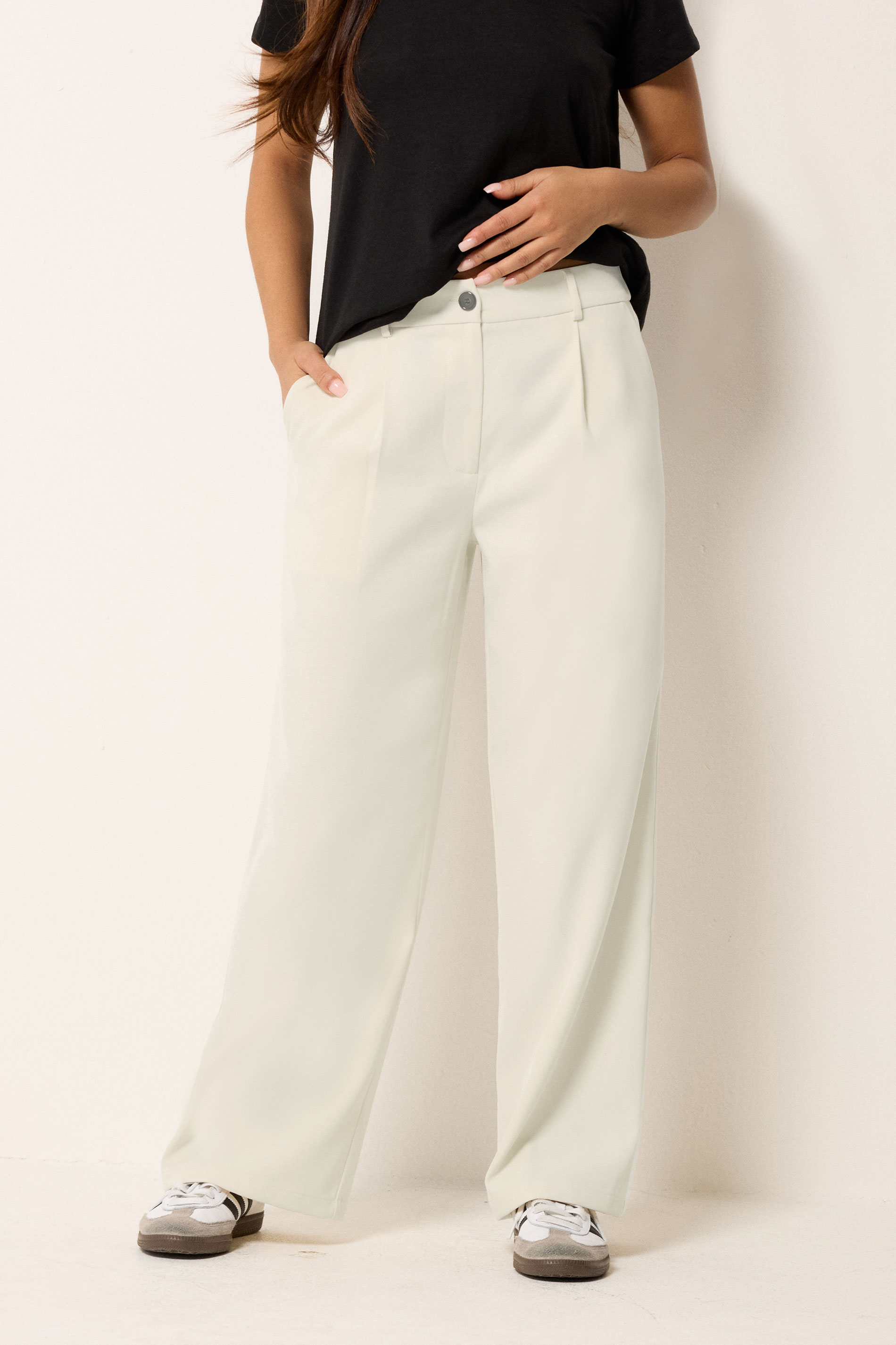 PixieGirl Petite Women's Ivory White Formal Wide Leg Trousers | PixieGirl 2