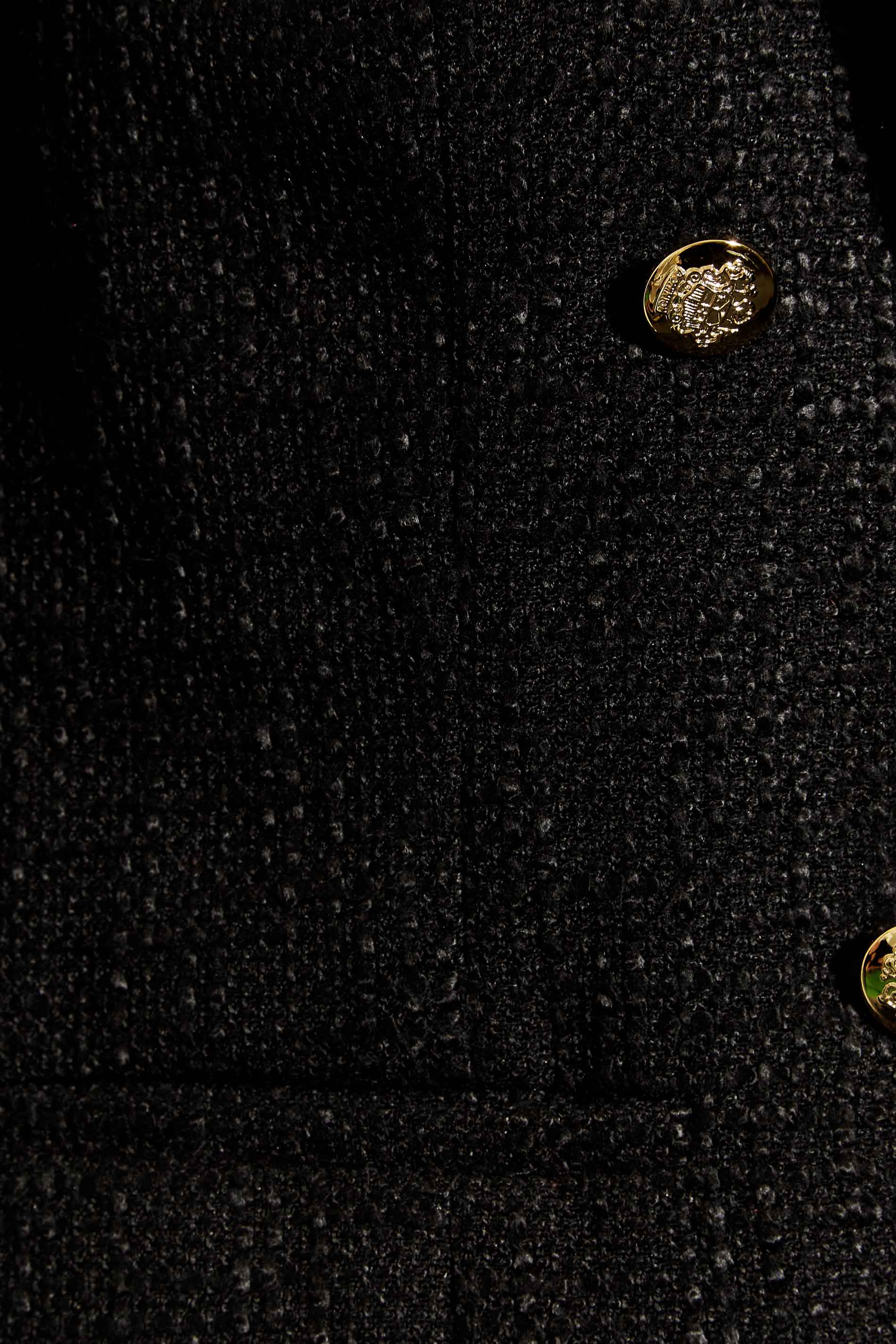 Tall Women's Black Boucle Button Detail Blazer | Long Tall Sally  1